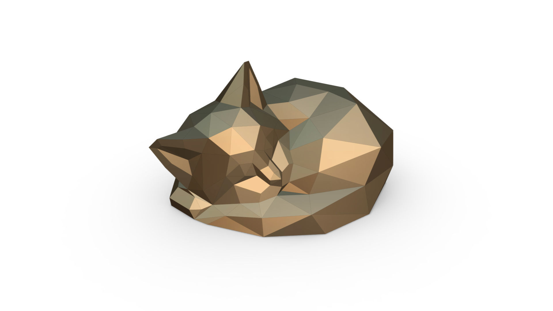 cat low poly polygonal fox 3D print model_6