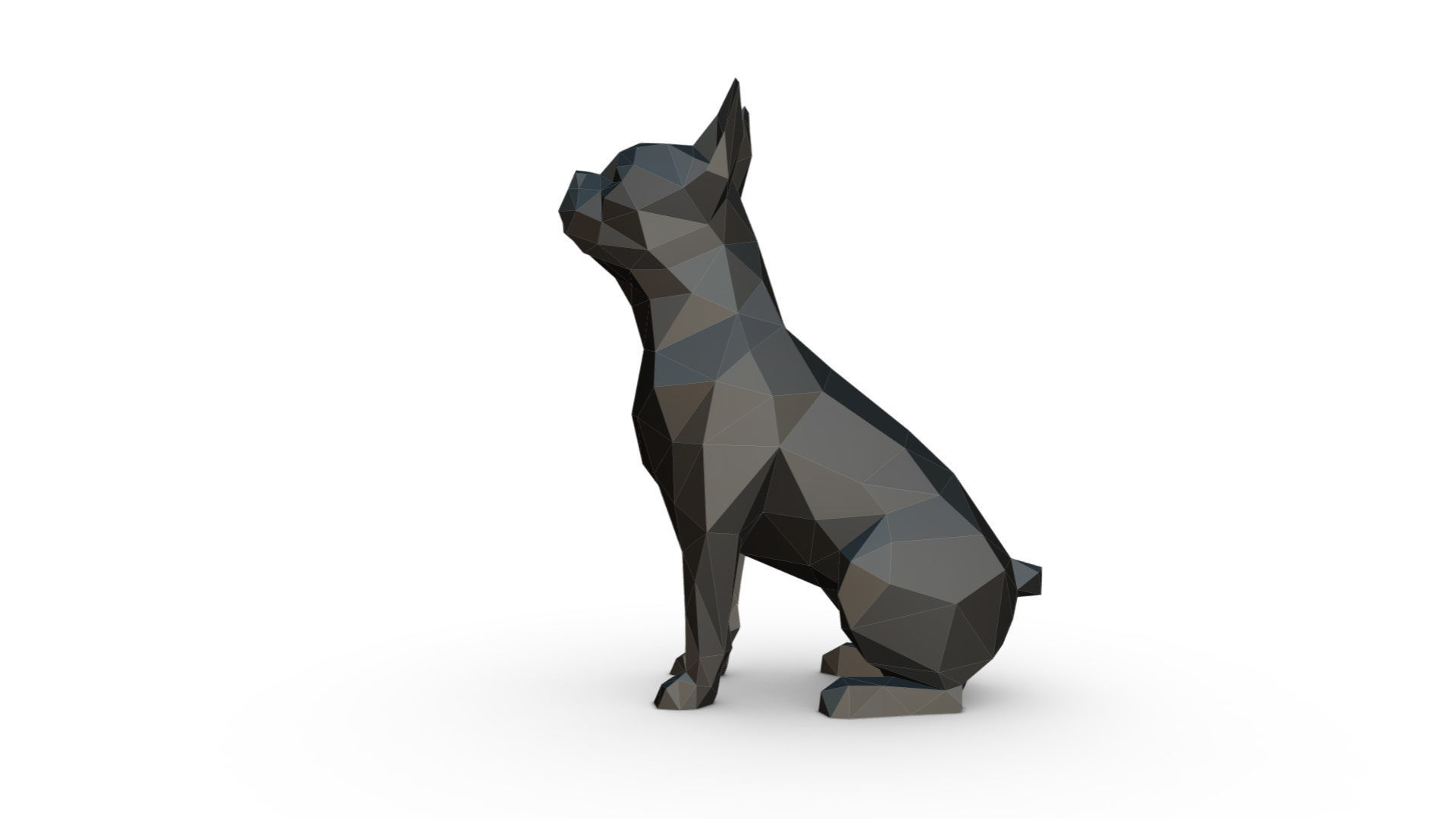 Boston terrier low poly 3D print model_1
