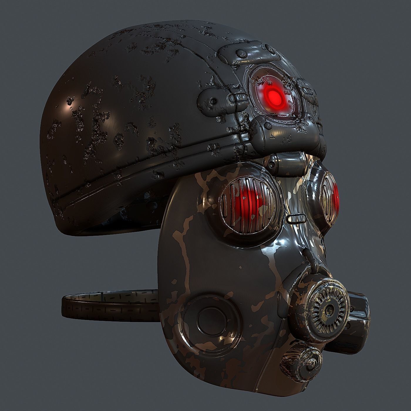 Gas mask helmet 3d model scifi Low-poly Low-poly 3D model_3