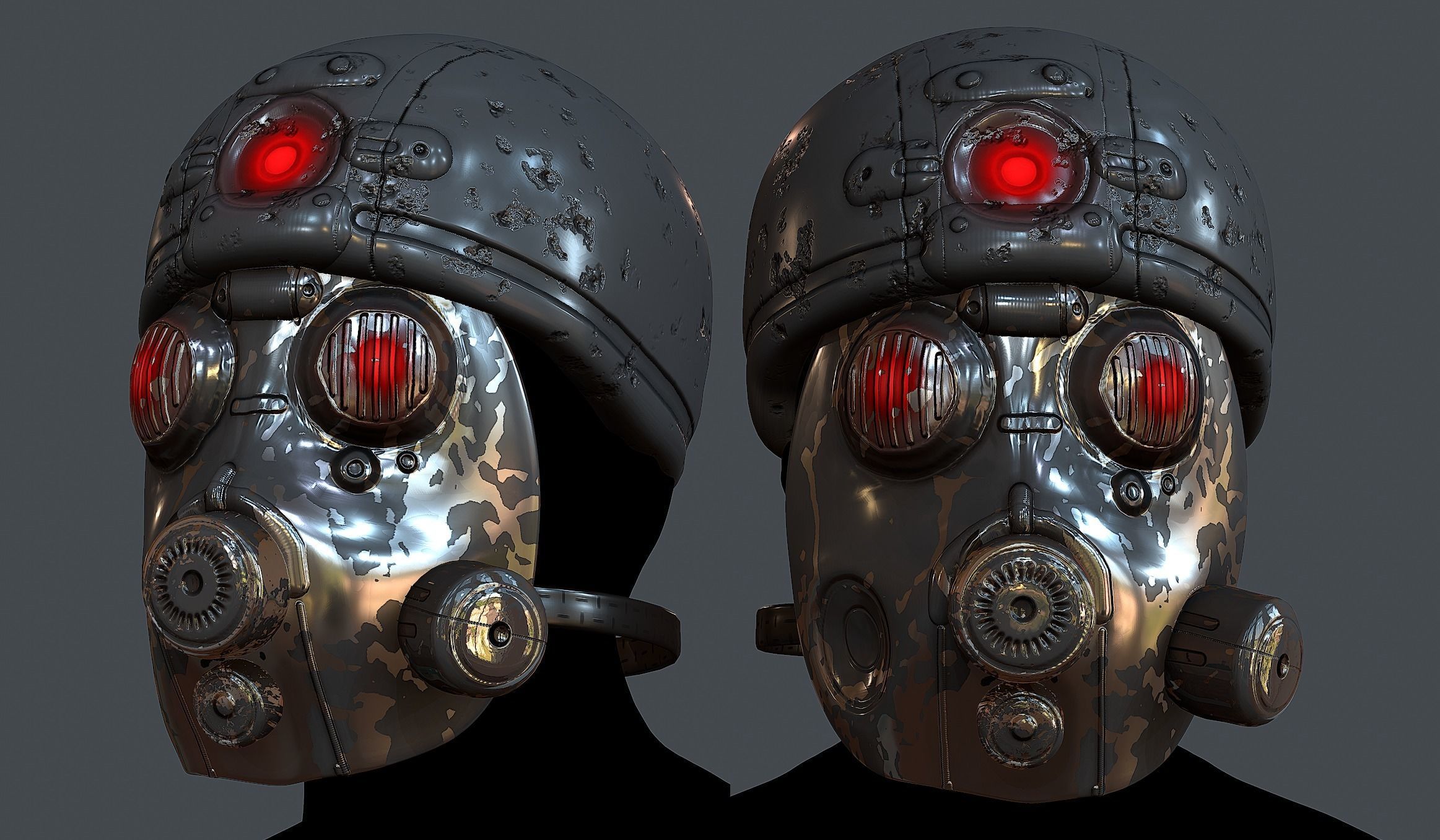 Gas mask helmet 3d model scifi Low-poly Low-poly 3D model_1