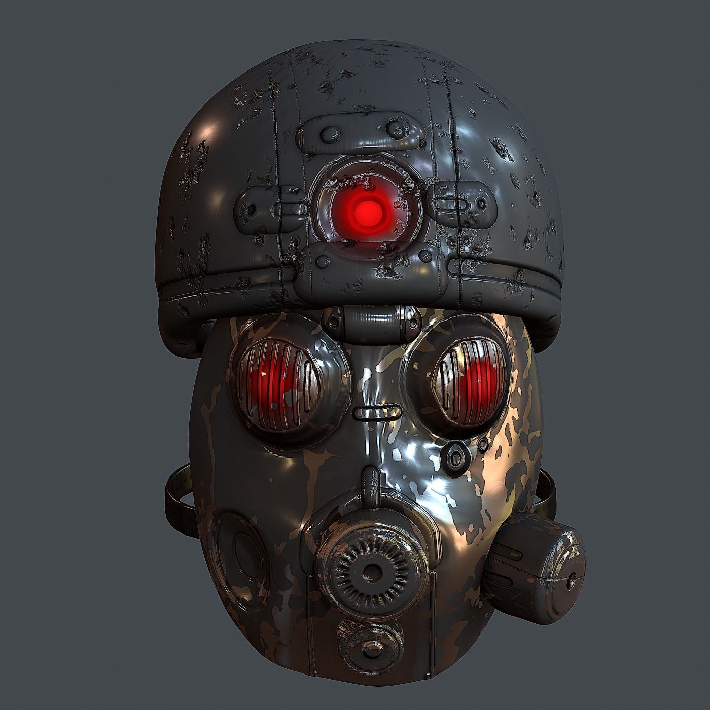 Gas mask helmet 3d model scifi Low-poly Low-poly 3D model_5