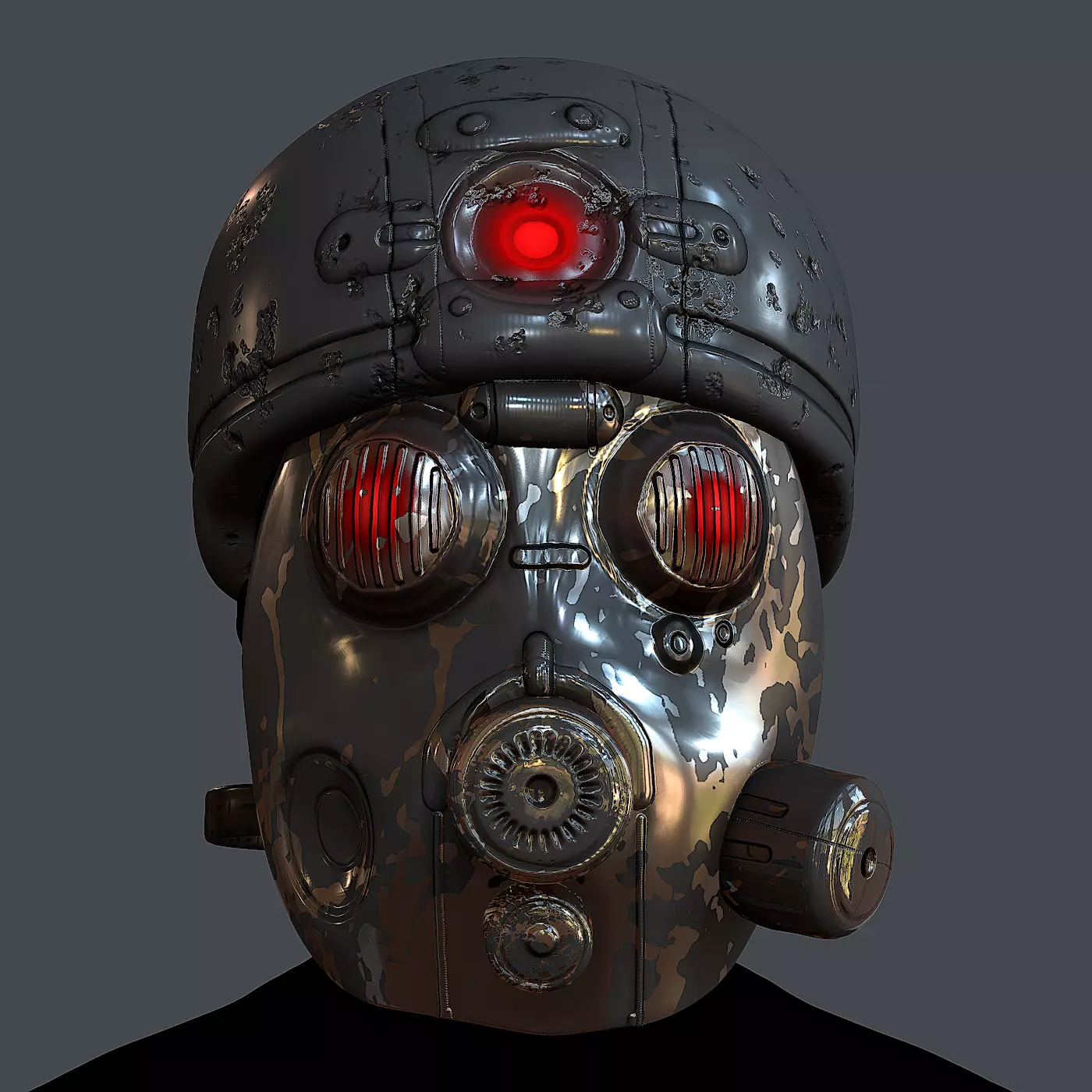 Gas mask helmet 3d model scifi Low-poly Low-poly 3D model_0