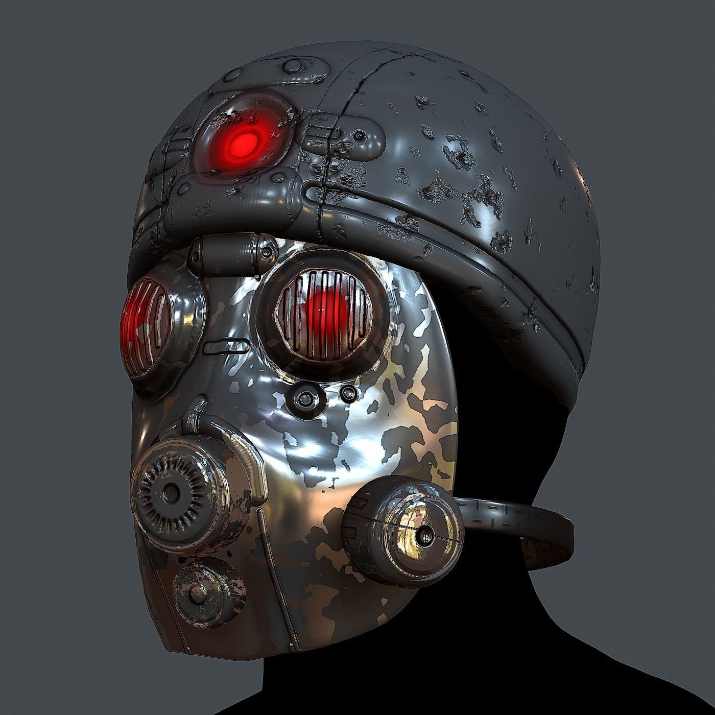 Gas mask helmet 3d model scifi Low-poly Low-poly 3D model_2