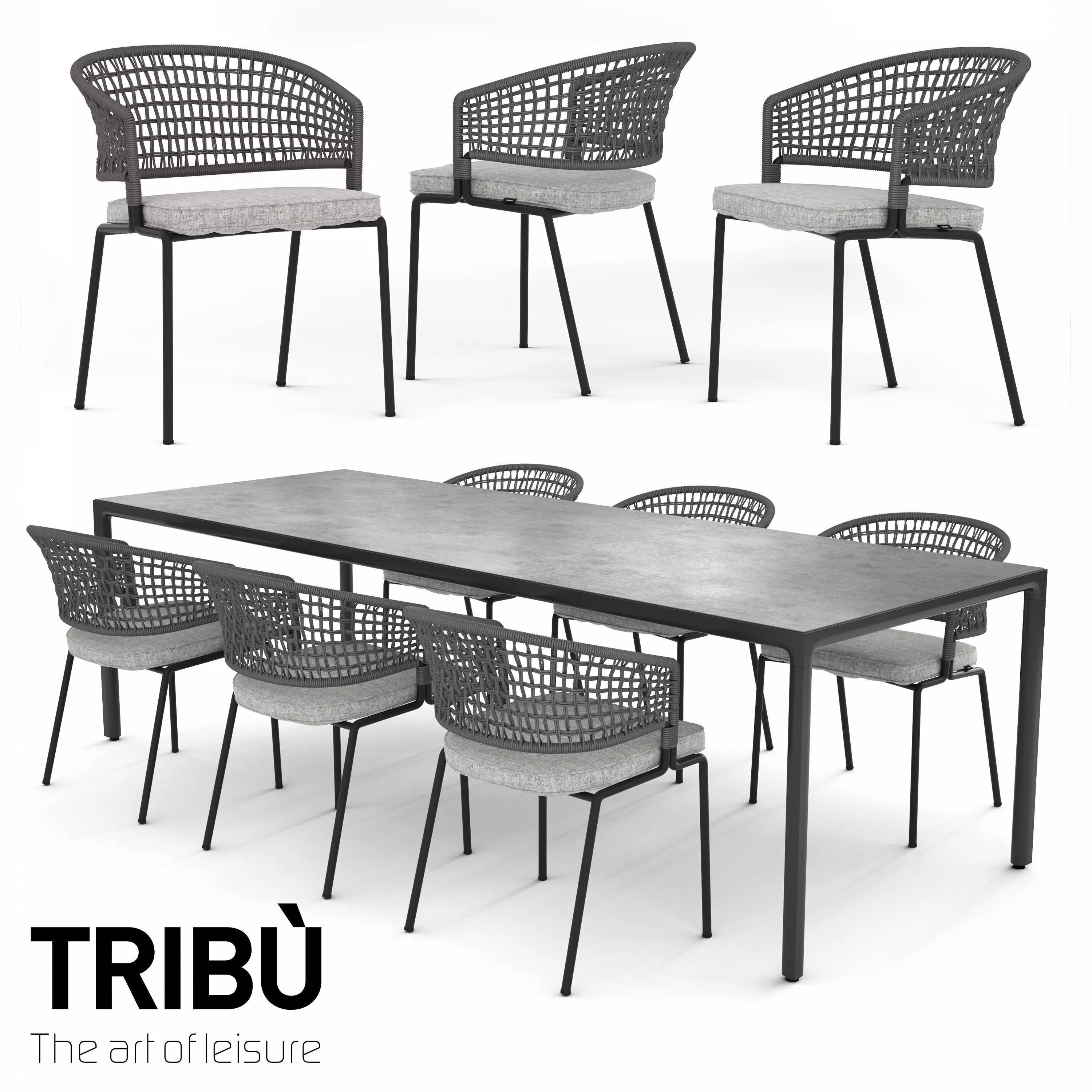 TRIBU Contour Armchair and ILLUM table 3D model_0