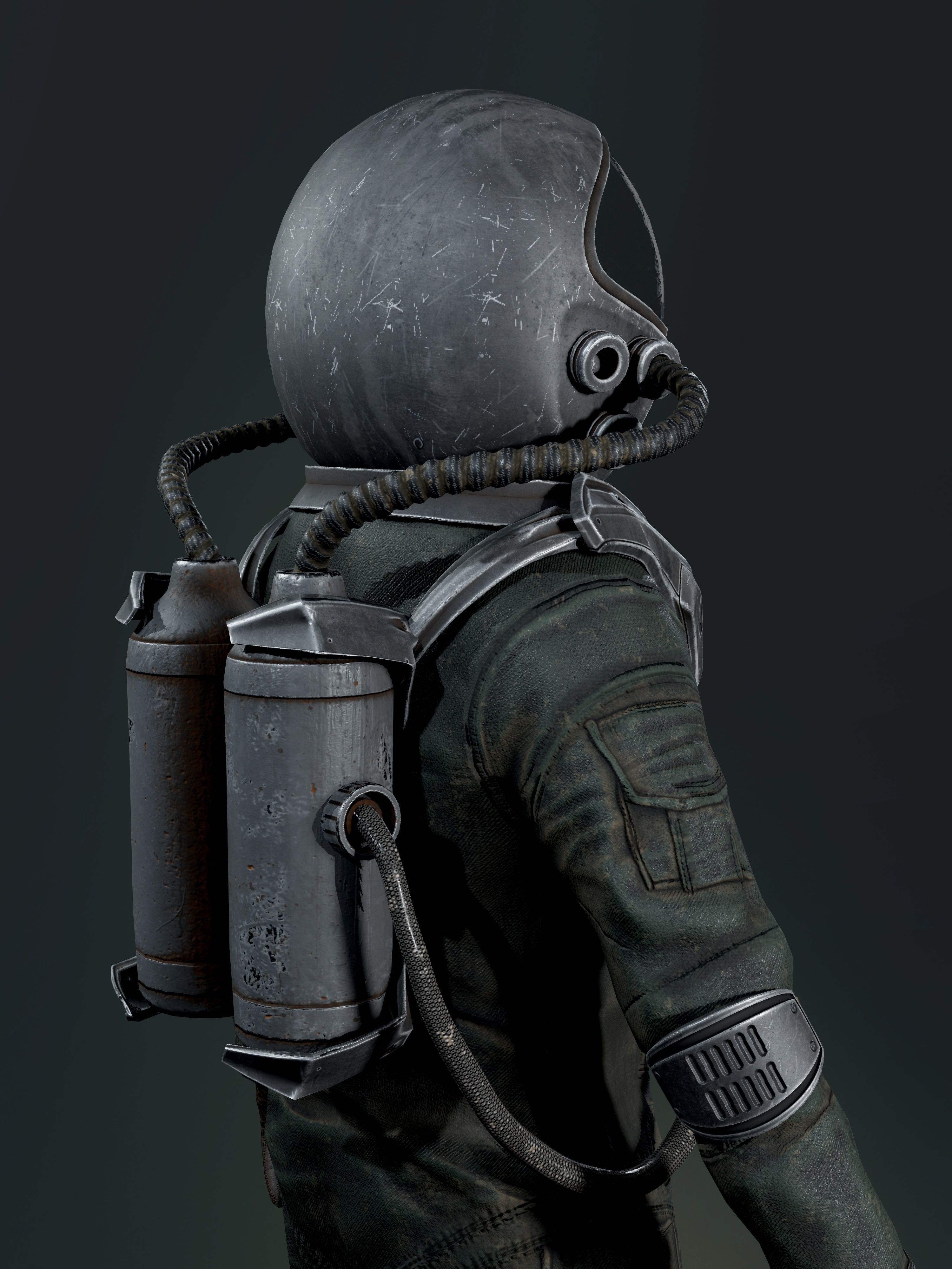 Post Apocalypse Astronaut ANIMATED Low-poly 3D model_16