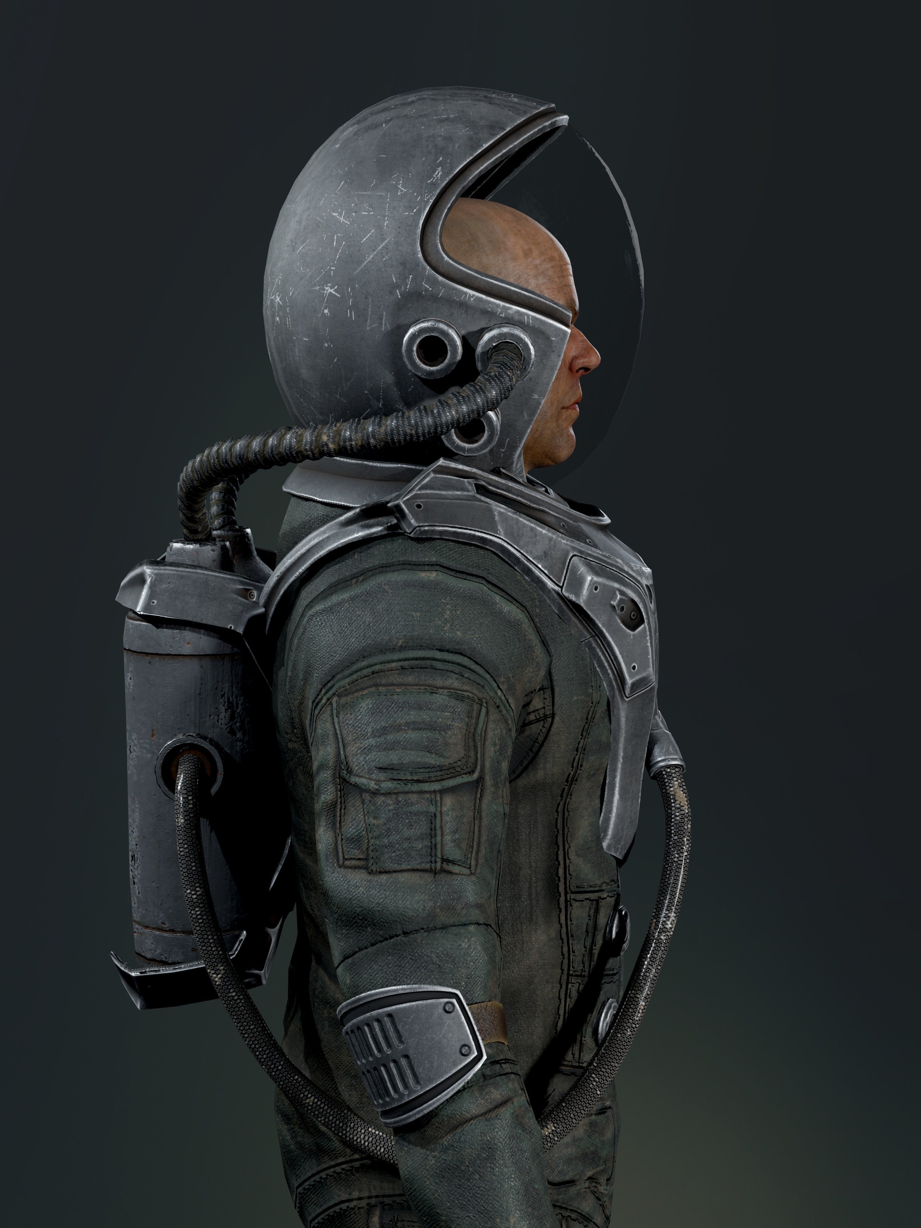 Post Apocalypse Astronaut ANIMATED Low-poly 3D model_15