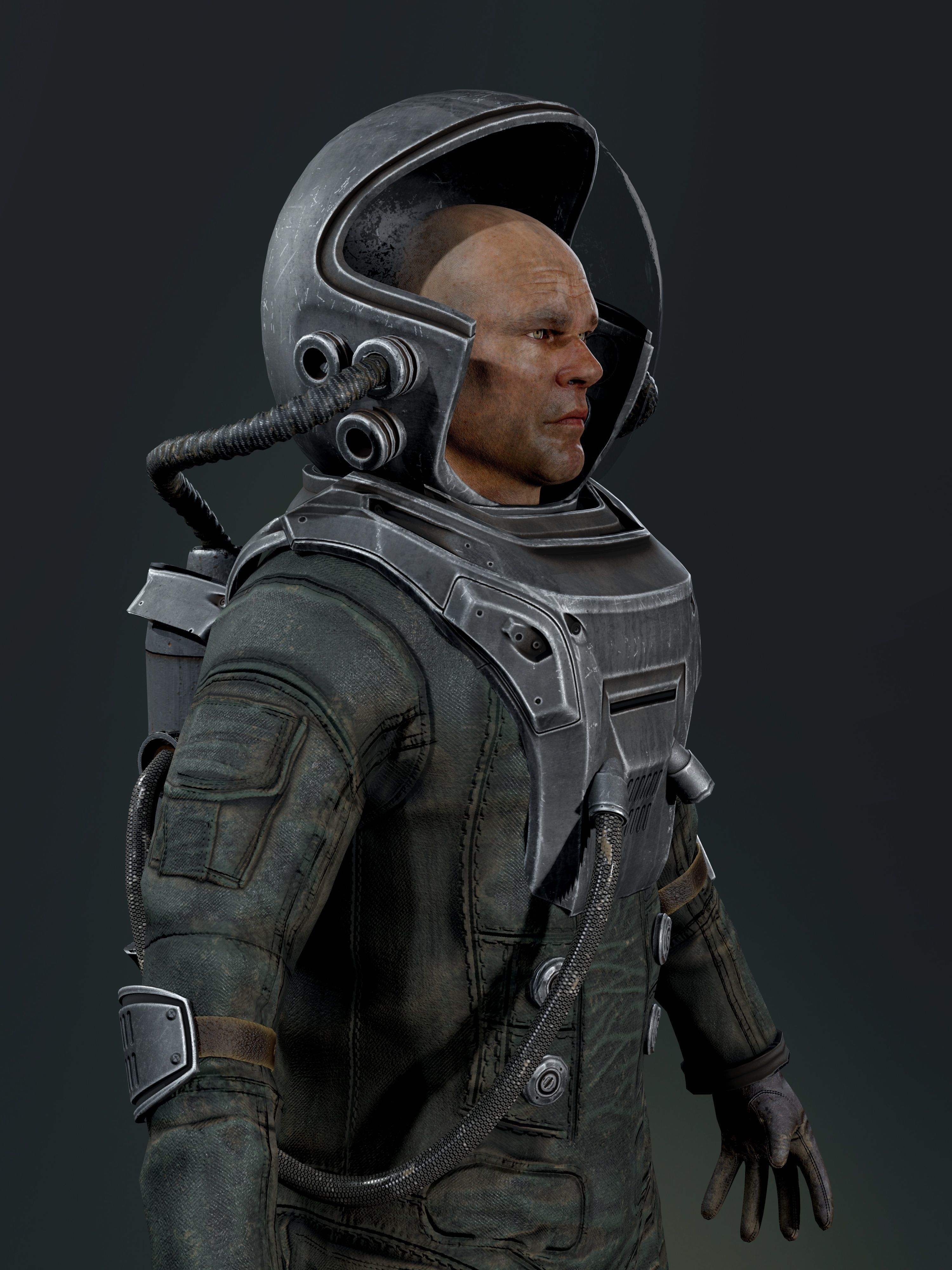 Post Apocalypse Astronaut ANIMATED Low-poly 3D model_14