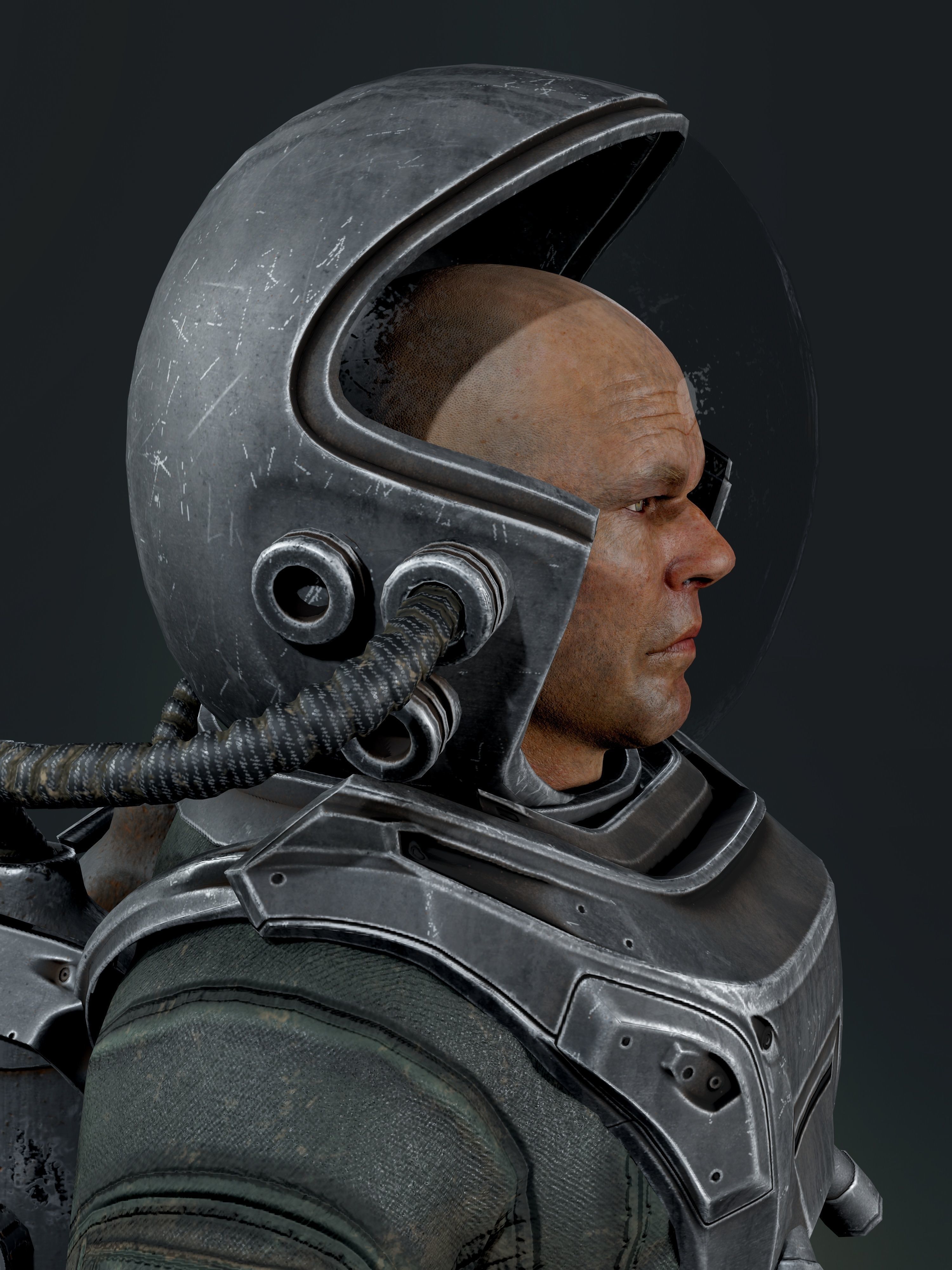 Post Apocalypse Astronaut ANIMATED Low-poly 3D model_24