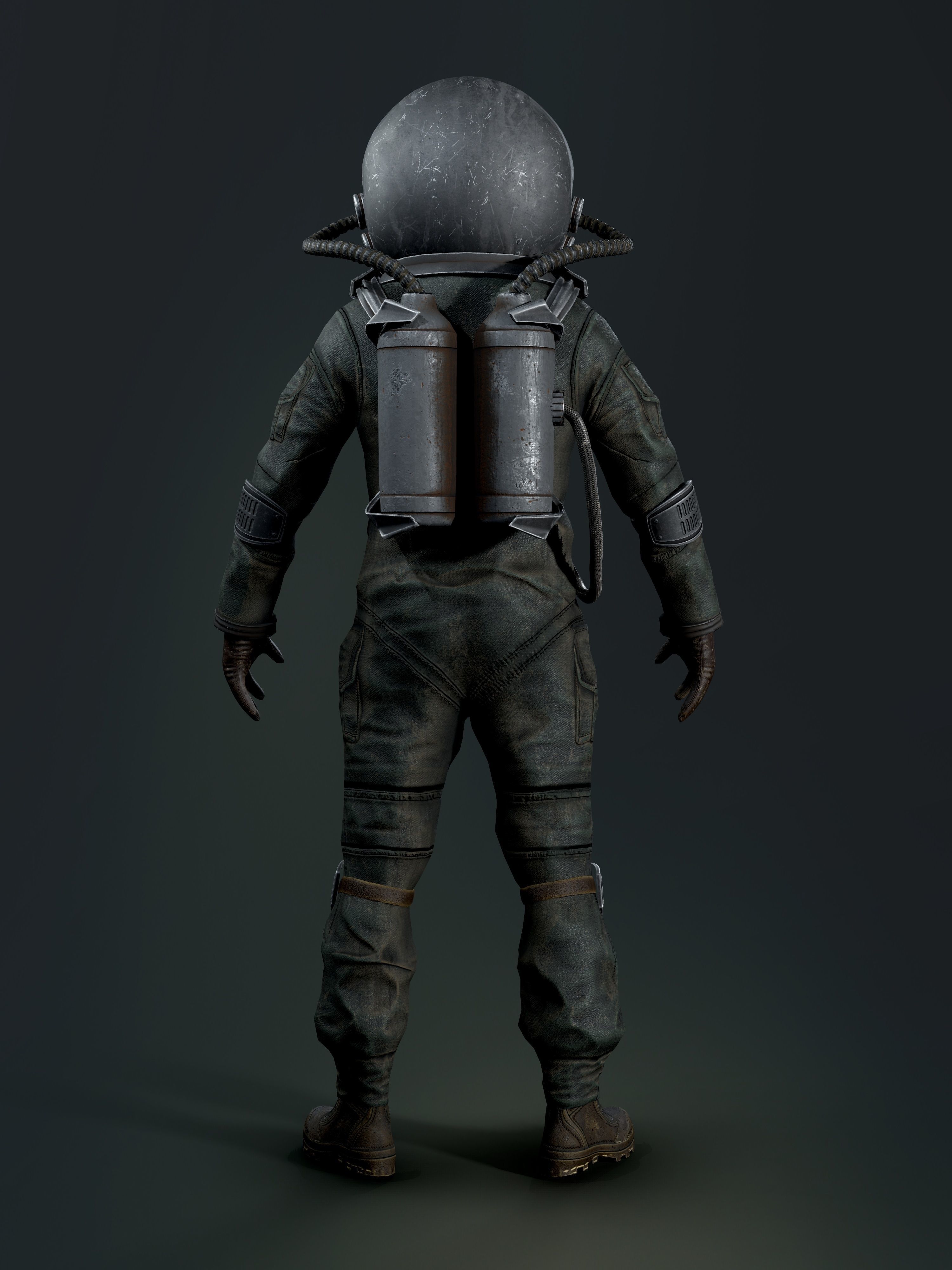 Post Apocalypse Astronaut ANIMATED Low-poly 3D model_6
