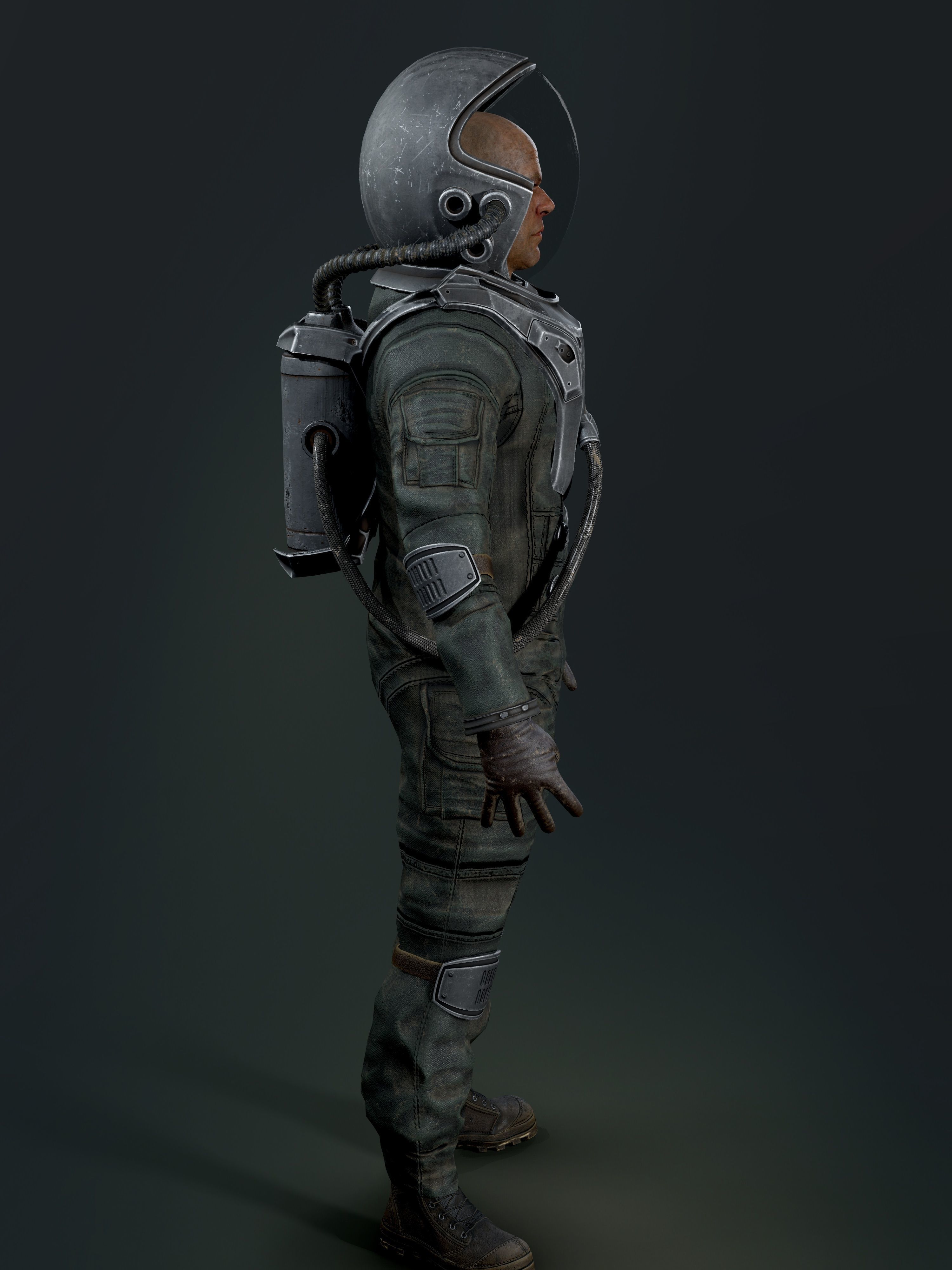 Post Apocalypse Astronaut ANIMATED Low-poly 3D model_4