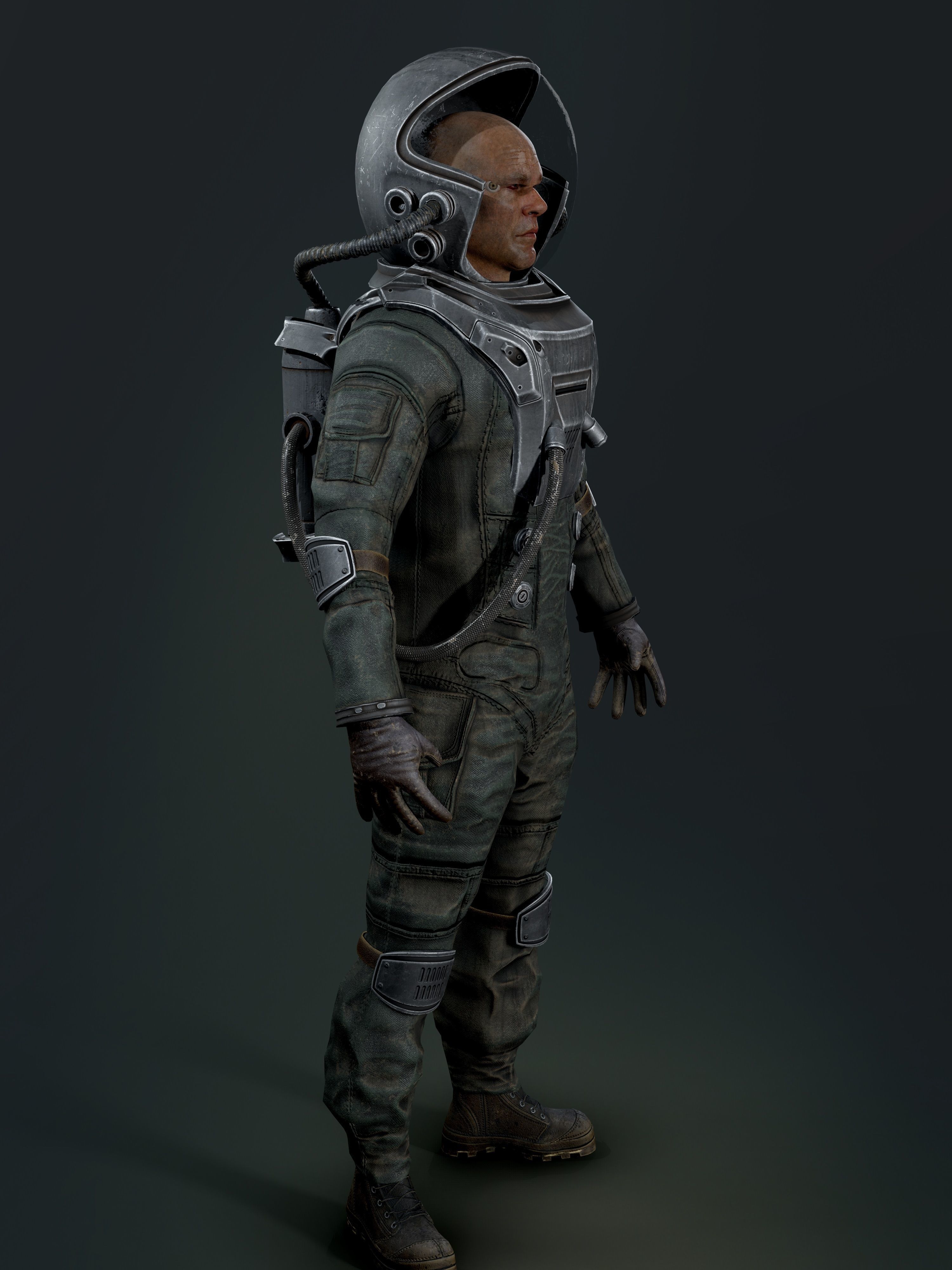 Post Apocalypse Astronaut ANIMATED Low-poly 3D model_3