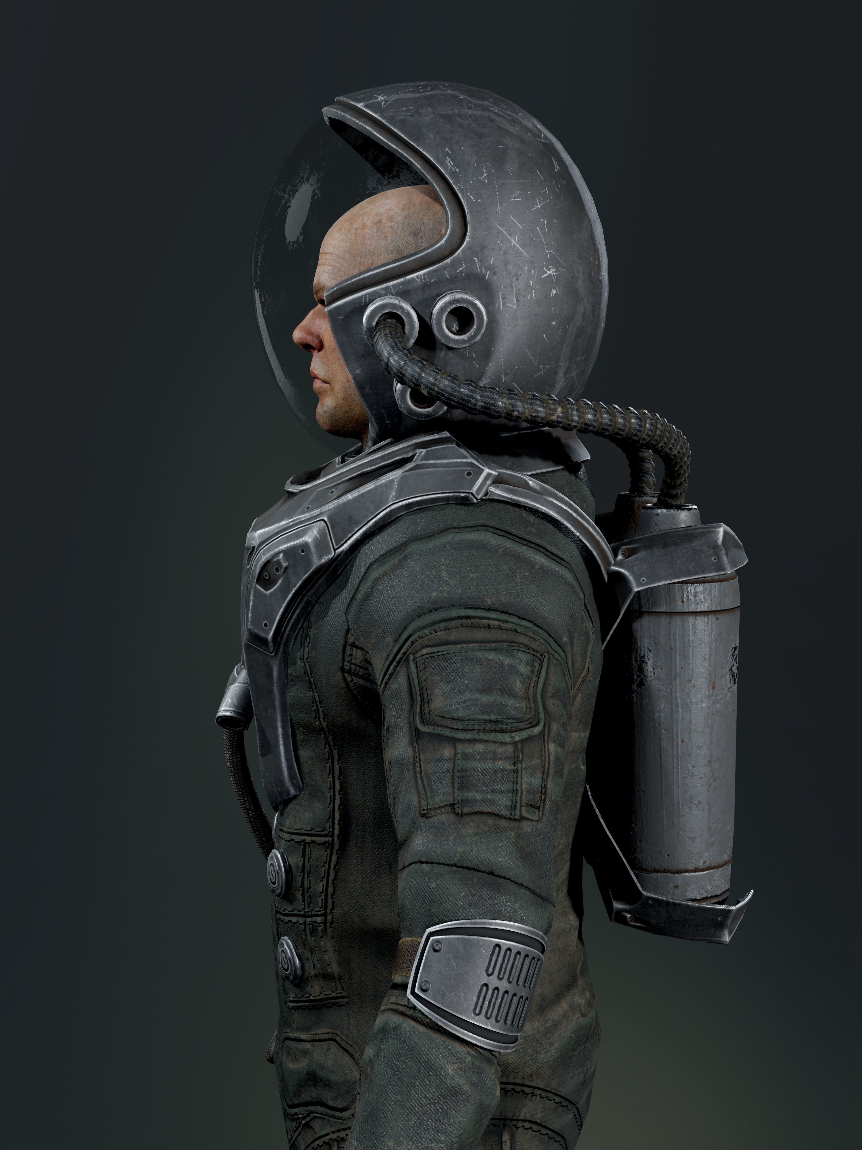 Post Apocalypse Astronaut ANIMATED Low-poly 3D model_19