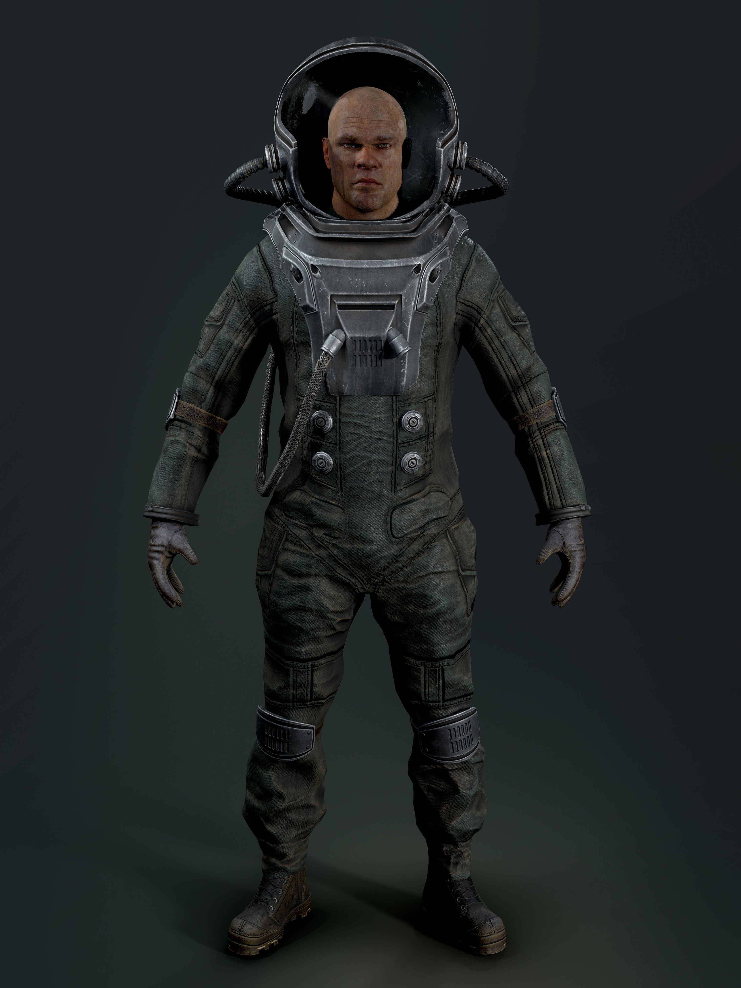 Post Apocalypse Astronaut ANIMATED Low-poly 3D model_2