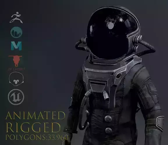 Post Apocalypse Astronaut ANIMATED Low-poly 3D model