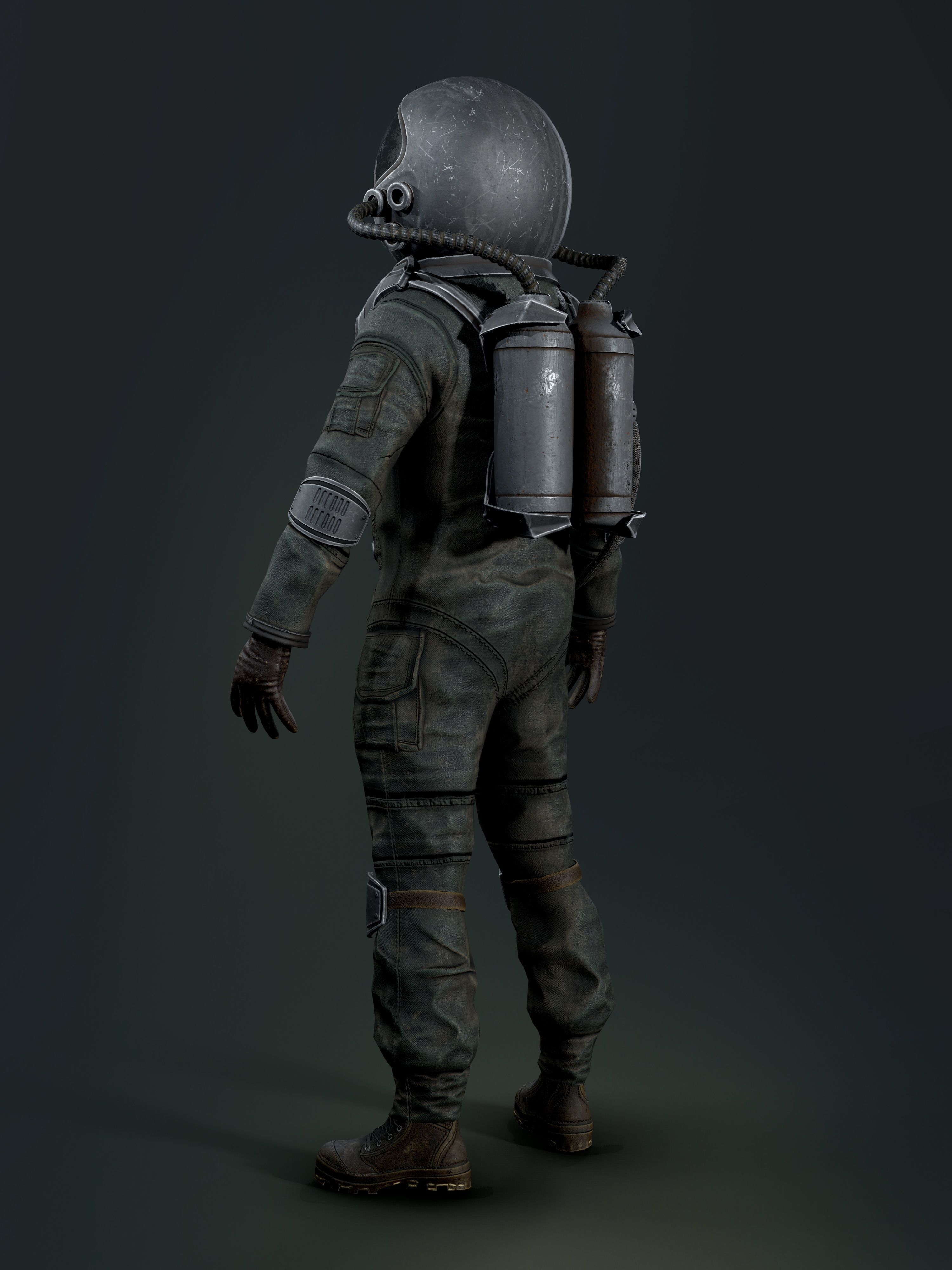 Post Apocalypse Astronaut ANIMATED Low-poly 3D model_7