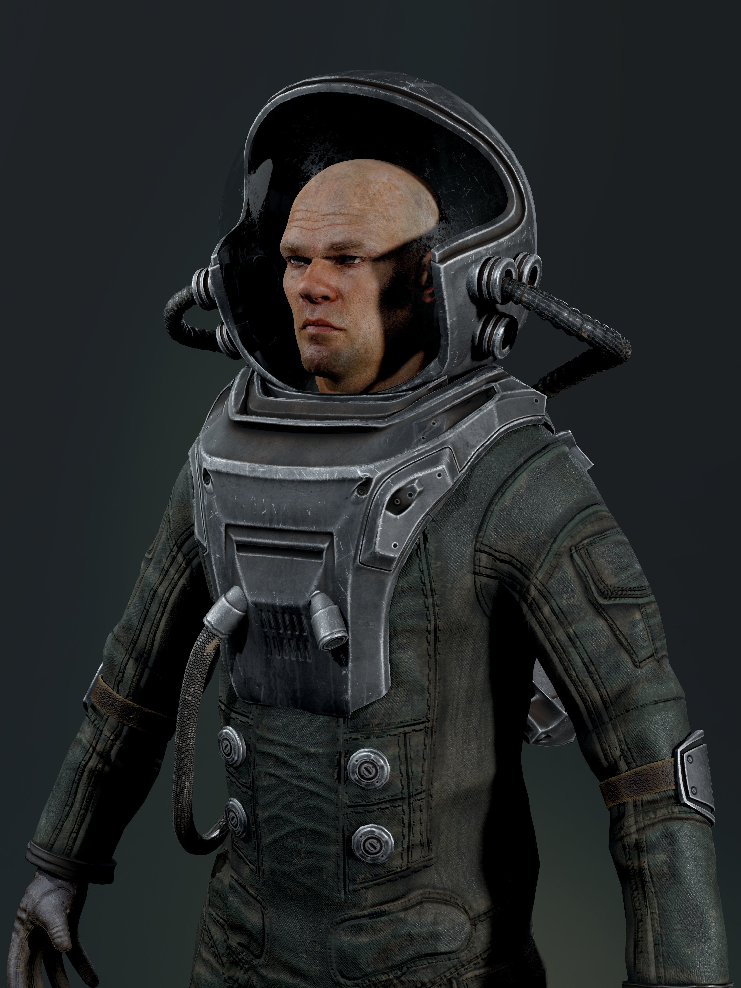 Post Apocalypse Astronaut ANIMATED Low-poly 3D model_21