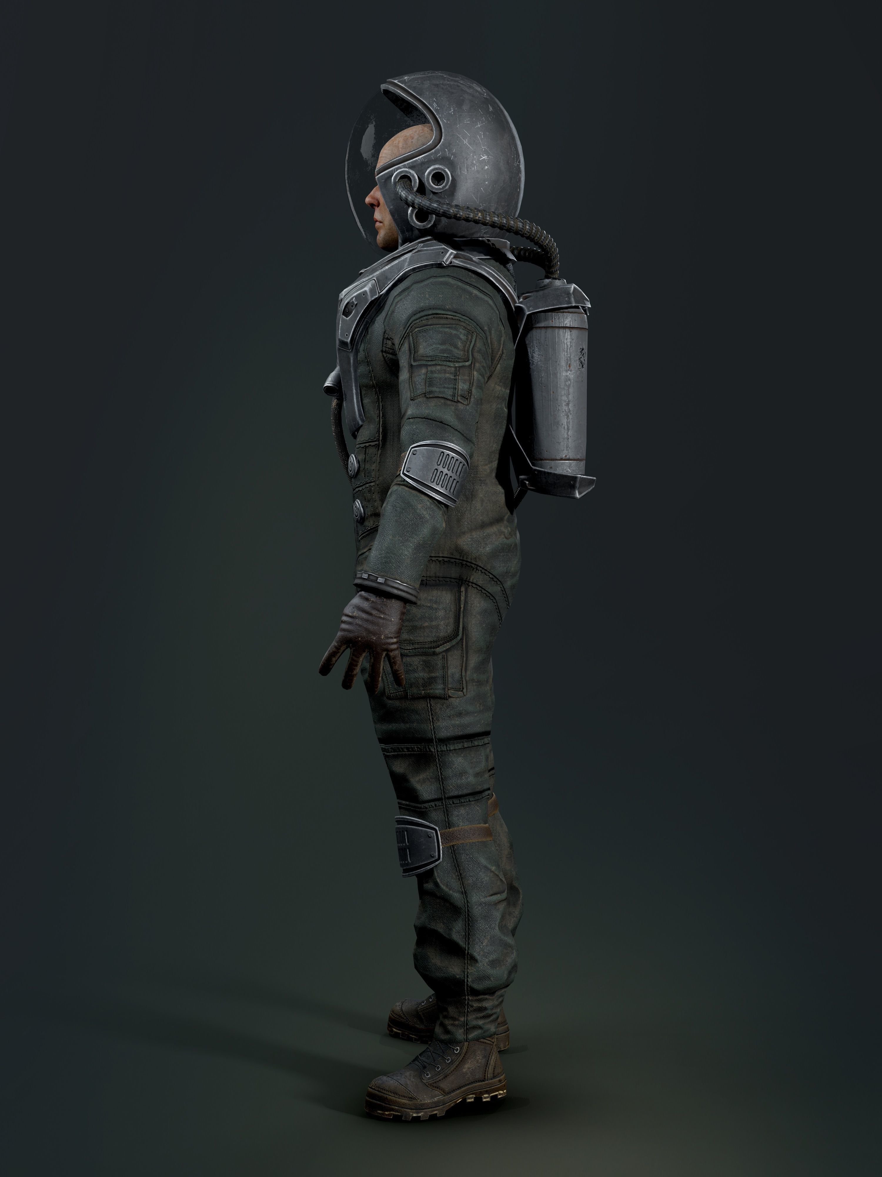 Post Apocalypse Astronaut ANIMATED Low-poly 3D model_8