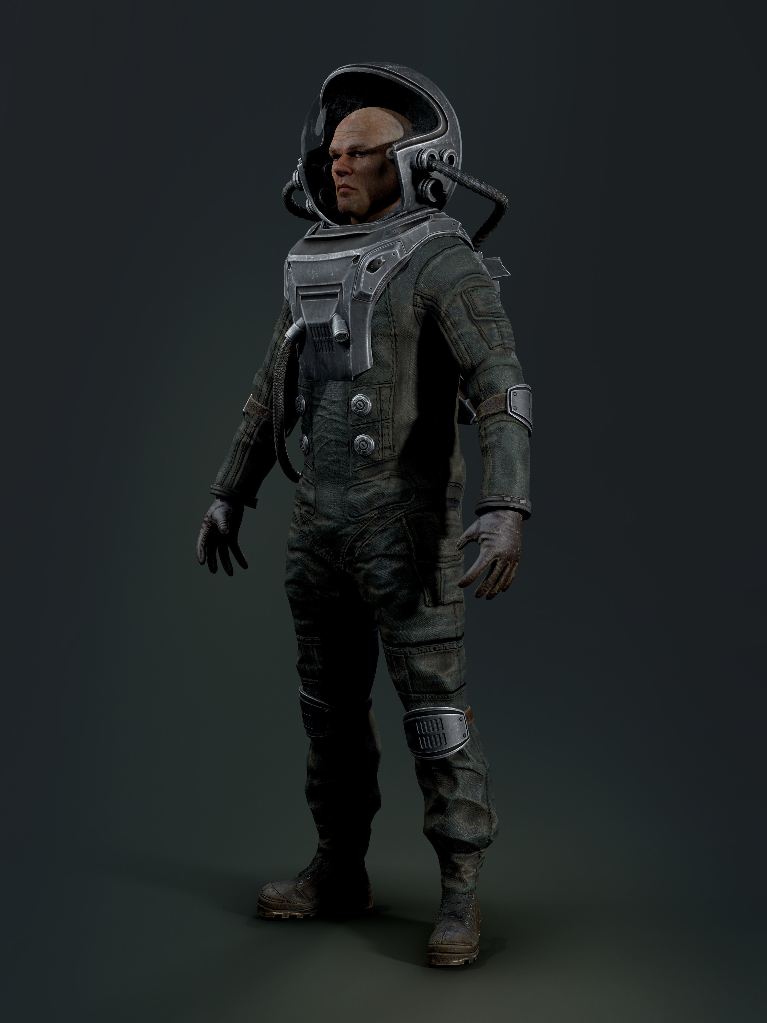 Post Apocalypse Astronaut ANIMATED Low-poly 3D model_9