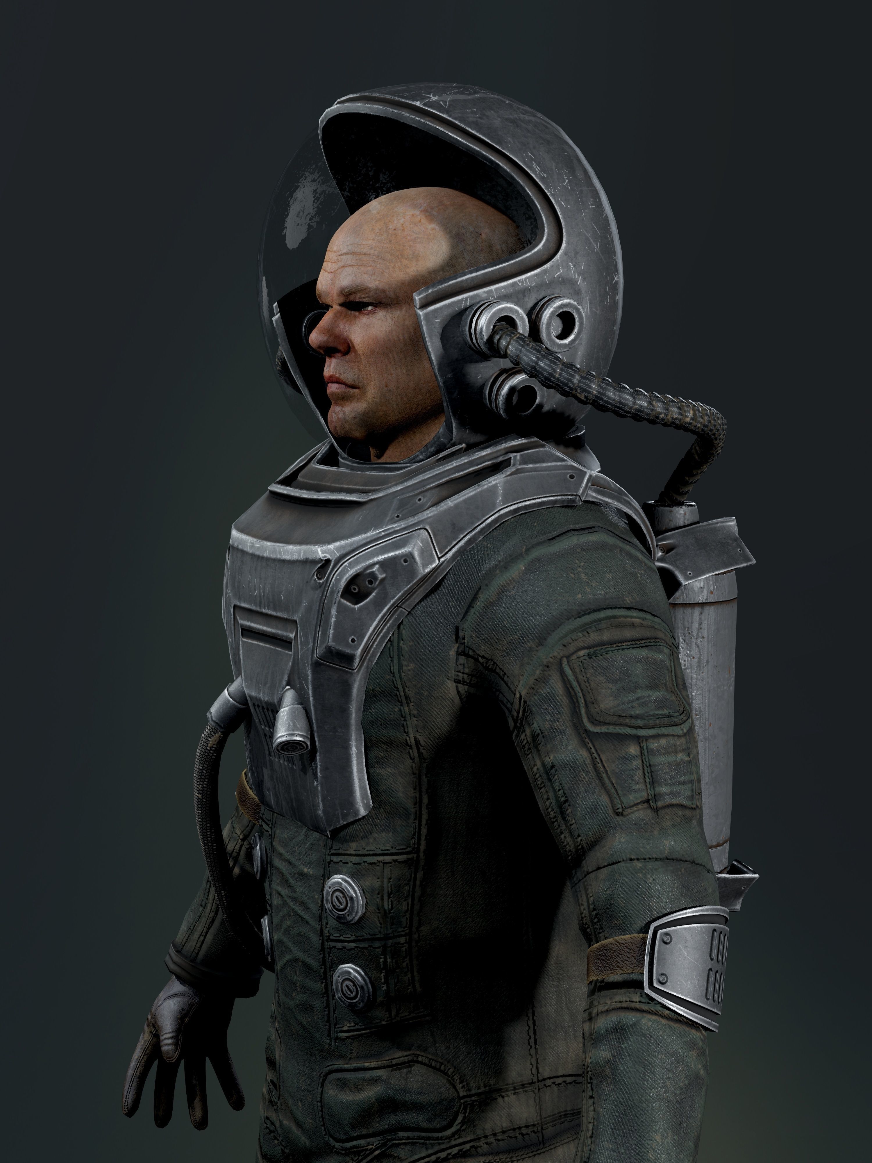 Post Apocalypse Astronaut ANIMATED Low-poly 3D model_20