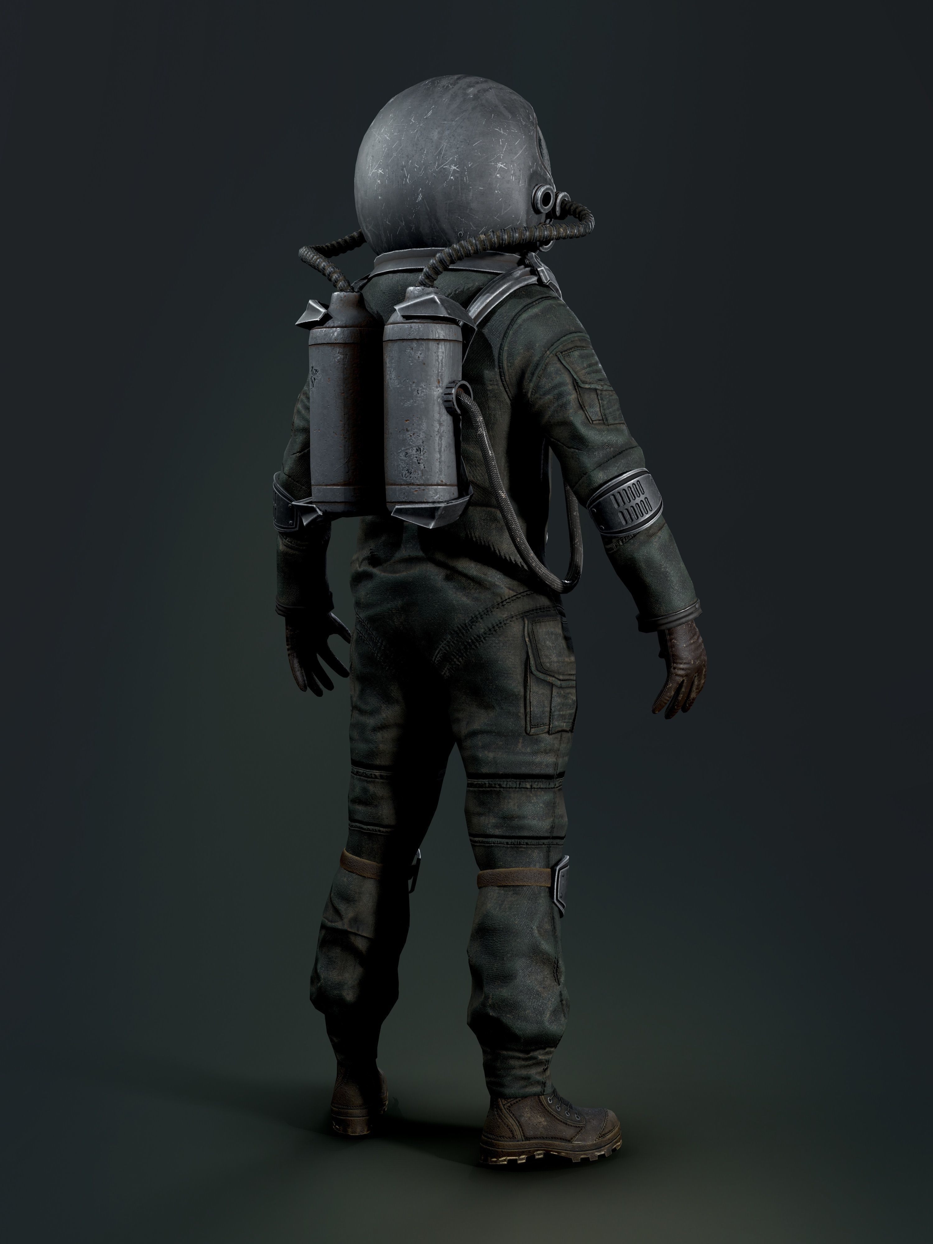 Post Apocalypse Astronaut ANIMATED Low-poly 3D model_5