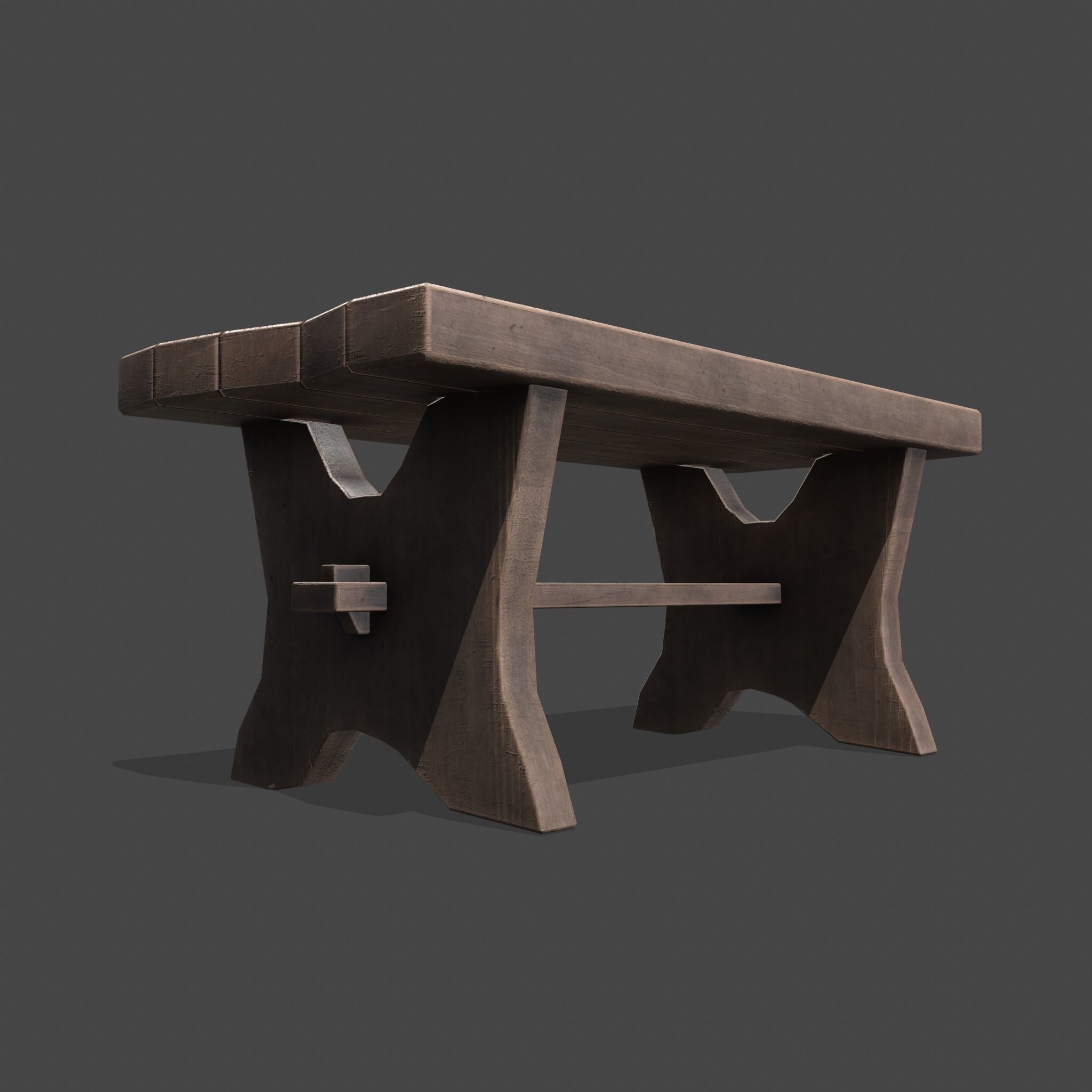 Medieval Blacksmith Bench Low-poly 3D model_2