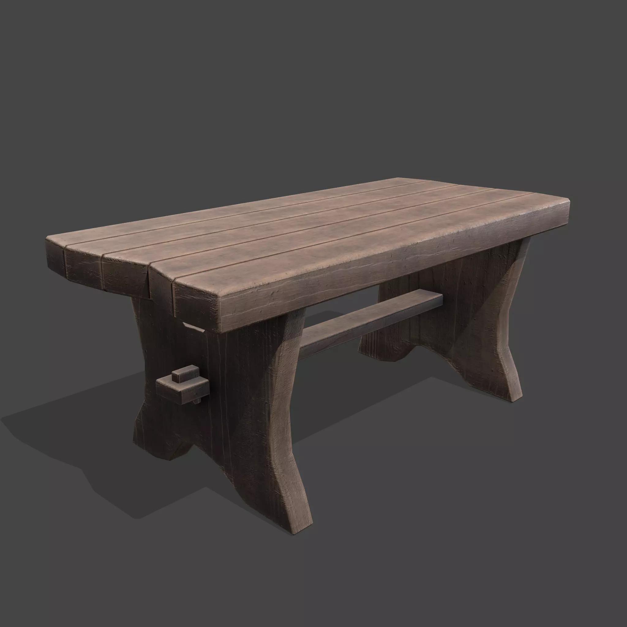 Medieval Blacksmith Bench Low-poly 3D model_0