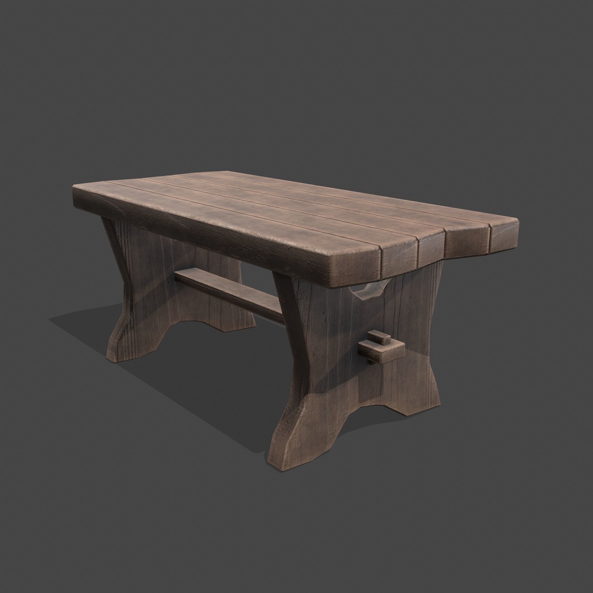 Medieval Blacksmith Bench Low-poly 3D model_4