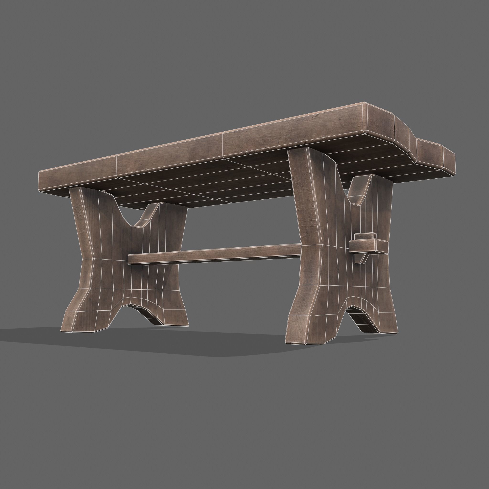 Medieval Blacksmith Bench Low-poly 3D model_27