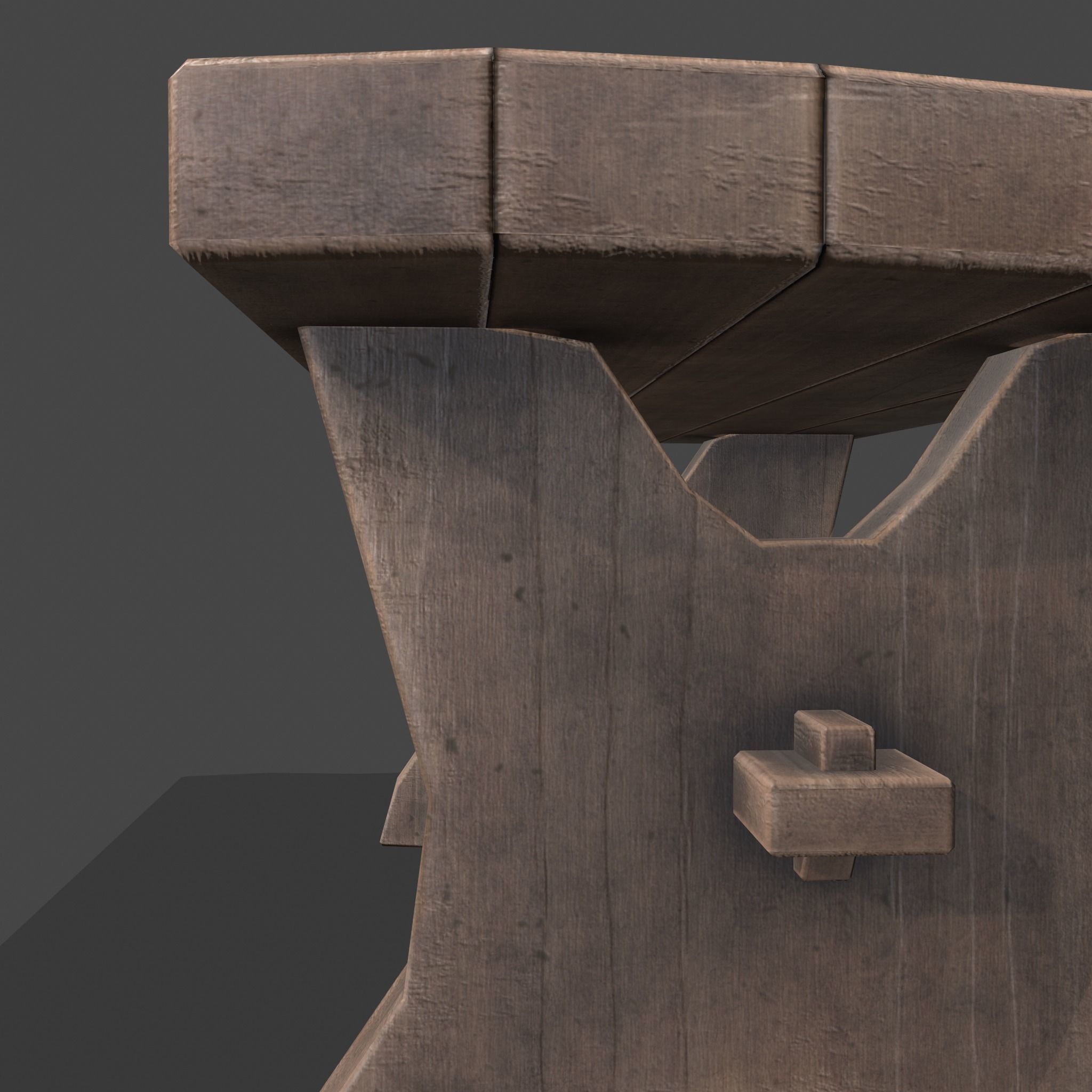 Medieval Blacksmith Bench Low-poly 3D model_16