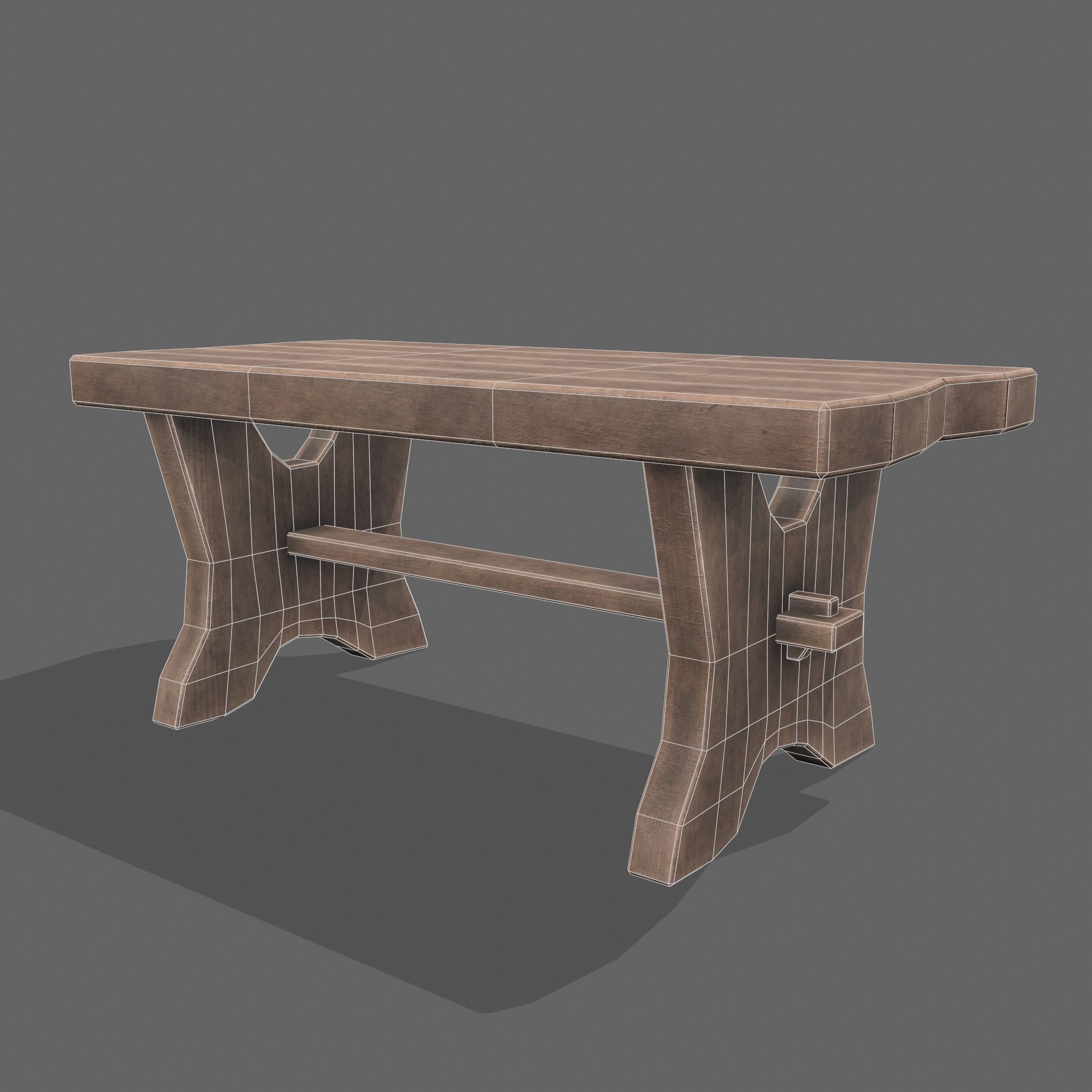 Medieval Blacksmith Bench Low-poly 3D model_26