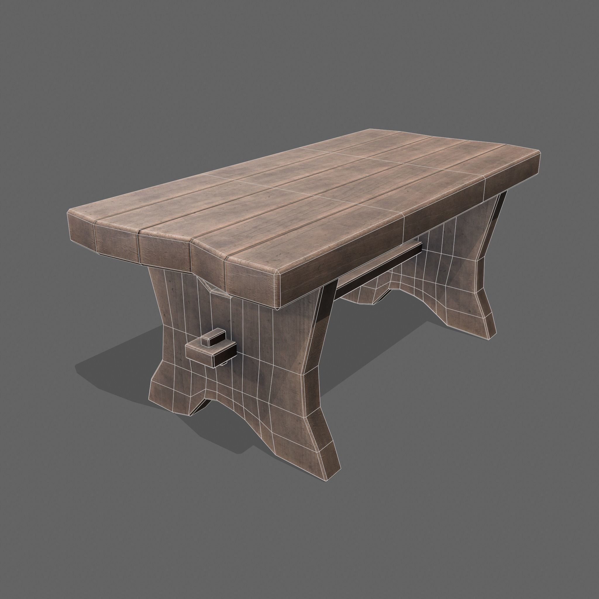 Medieval Blacksmith Bench Low-poly 3D model_21