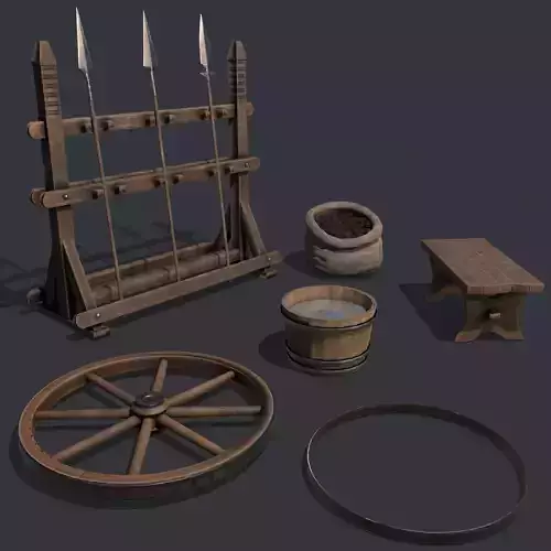 Medieval Blacksmith Furnishings  3D Model Collection