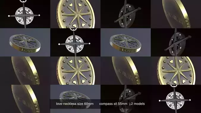 love-neckless size 60mm      compass stl 55mm 