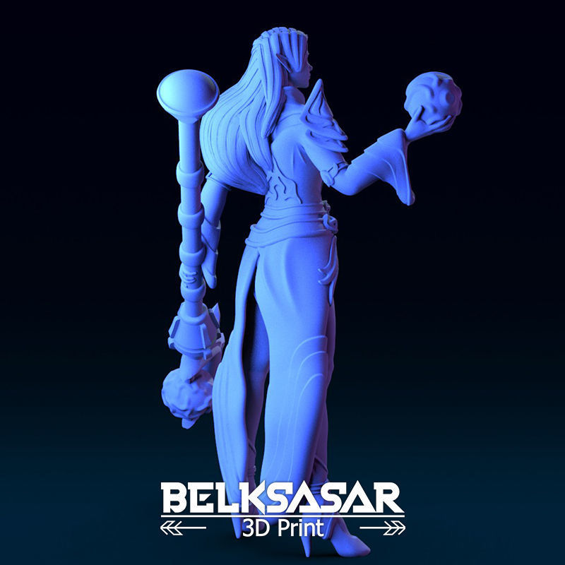 Female Elf Wizard 3D print model_6