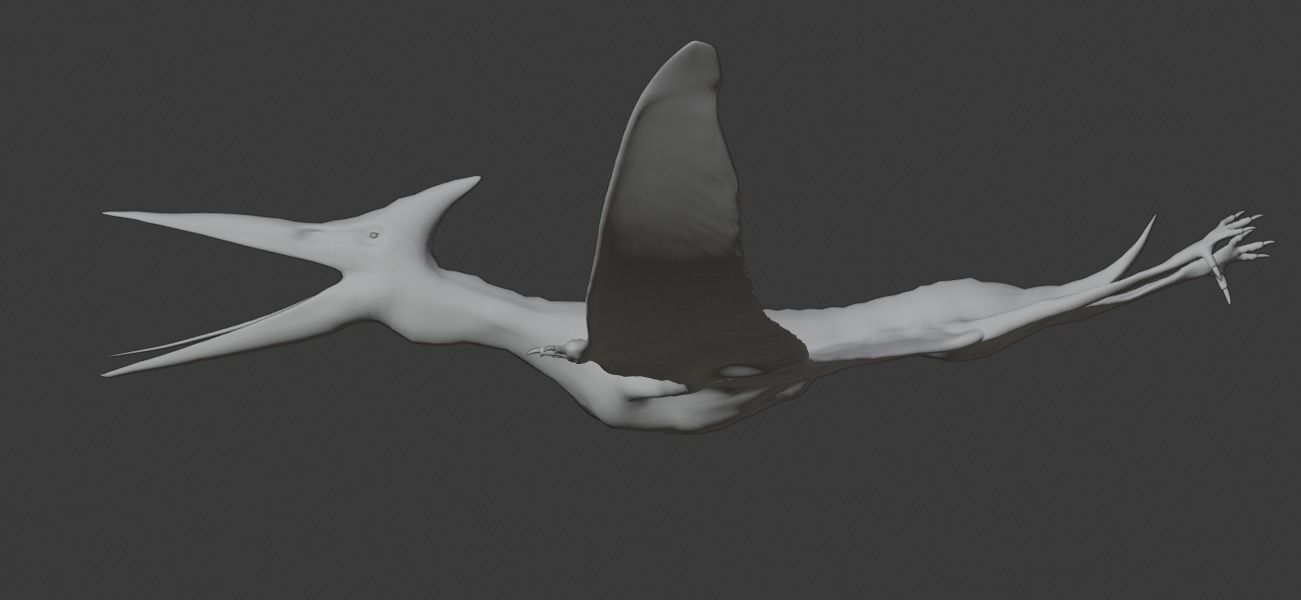 Pterodactyl dinosaur flying in air Low-poly 3D model_5
