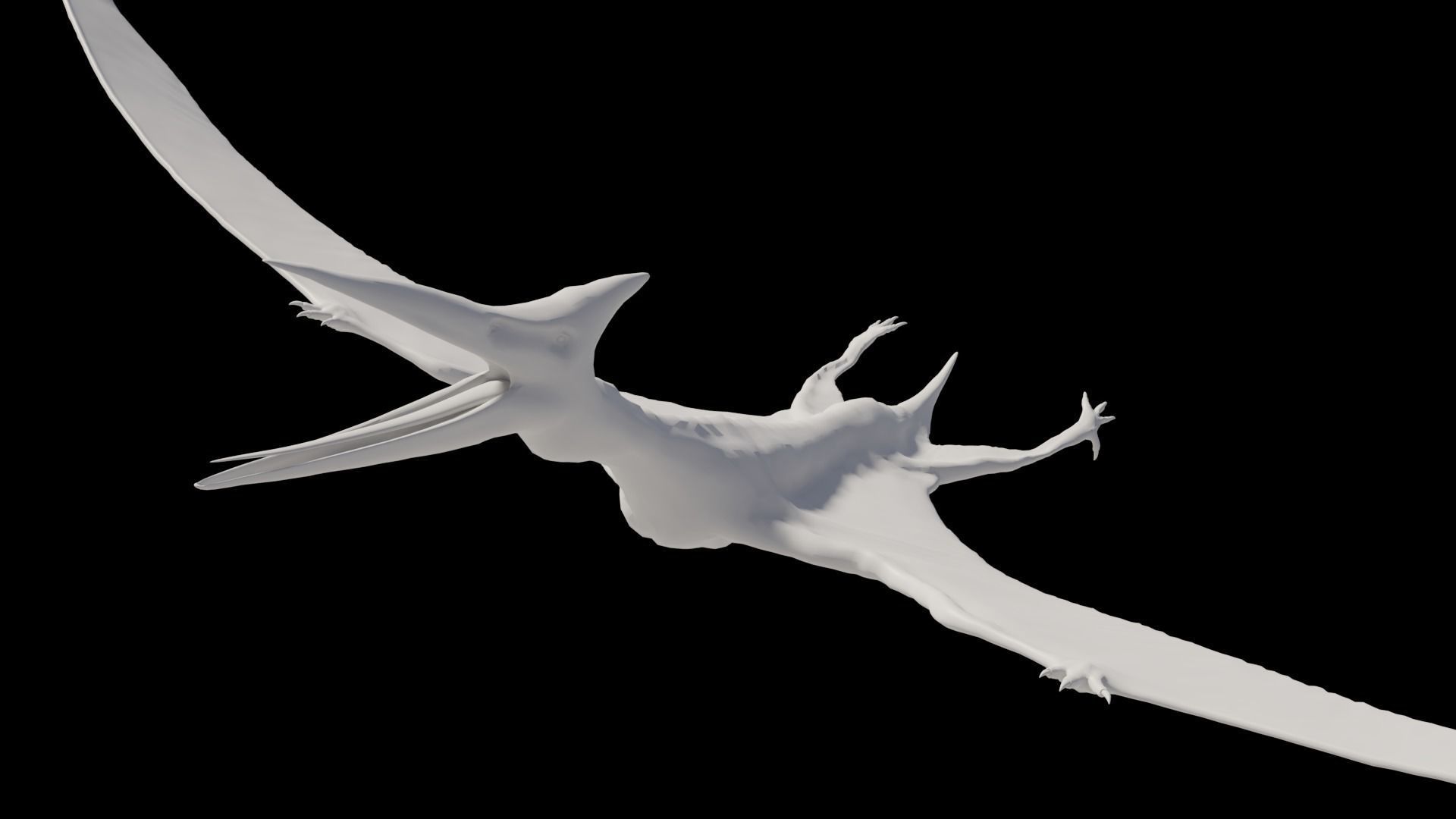 Pterodactyl dinosaur flying in air Low-poly 3D model_2