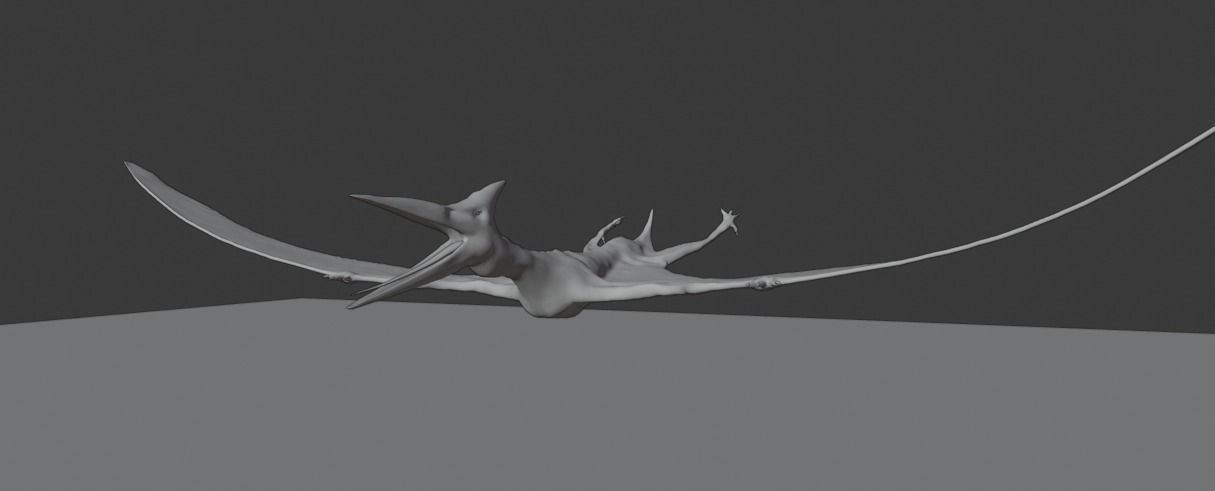 Pterodactyl dinosaur flying in air Low-poly 3D model_4