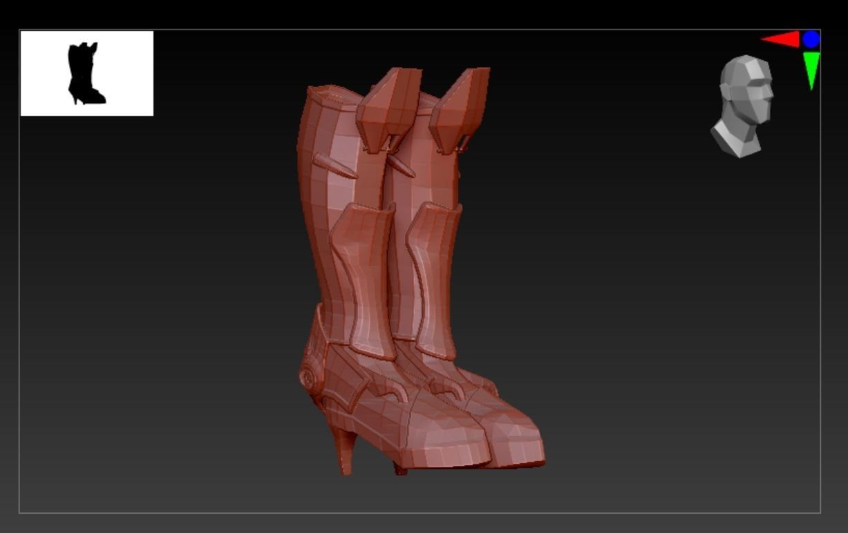 Cyborg Warzone - Eva02 -  Boots  Low-poly 3D model_6