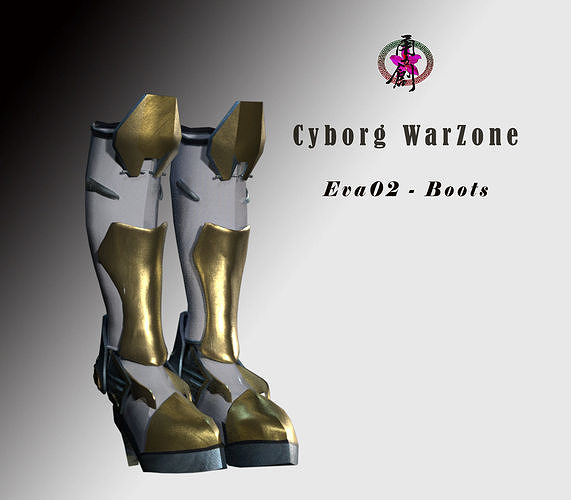 Cyborg Warzone - Eva02 -  Boots  Low-poly 3D model