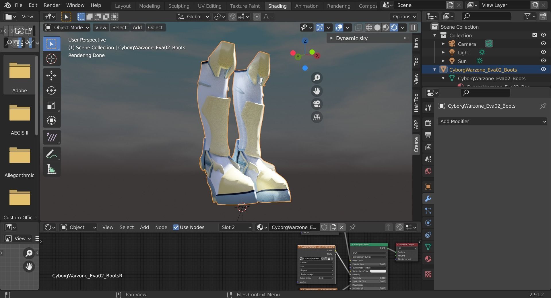 Cyborg Warzone - Eva02 -  Boots  Low-poly 3D model_5