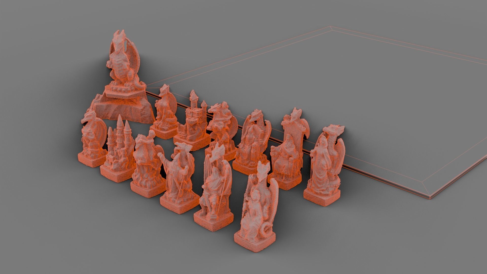 Dragon Chess Set 3D model_2