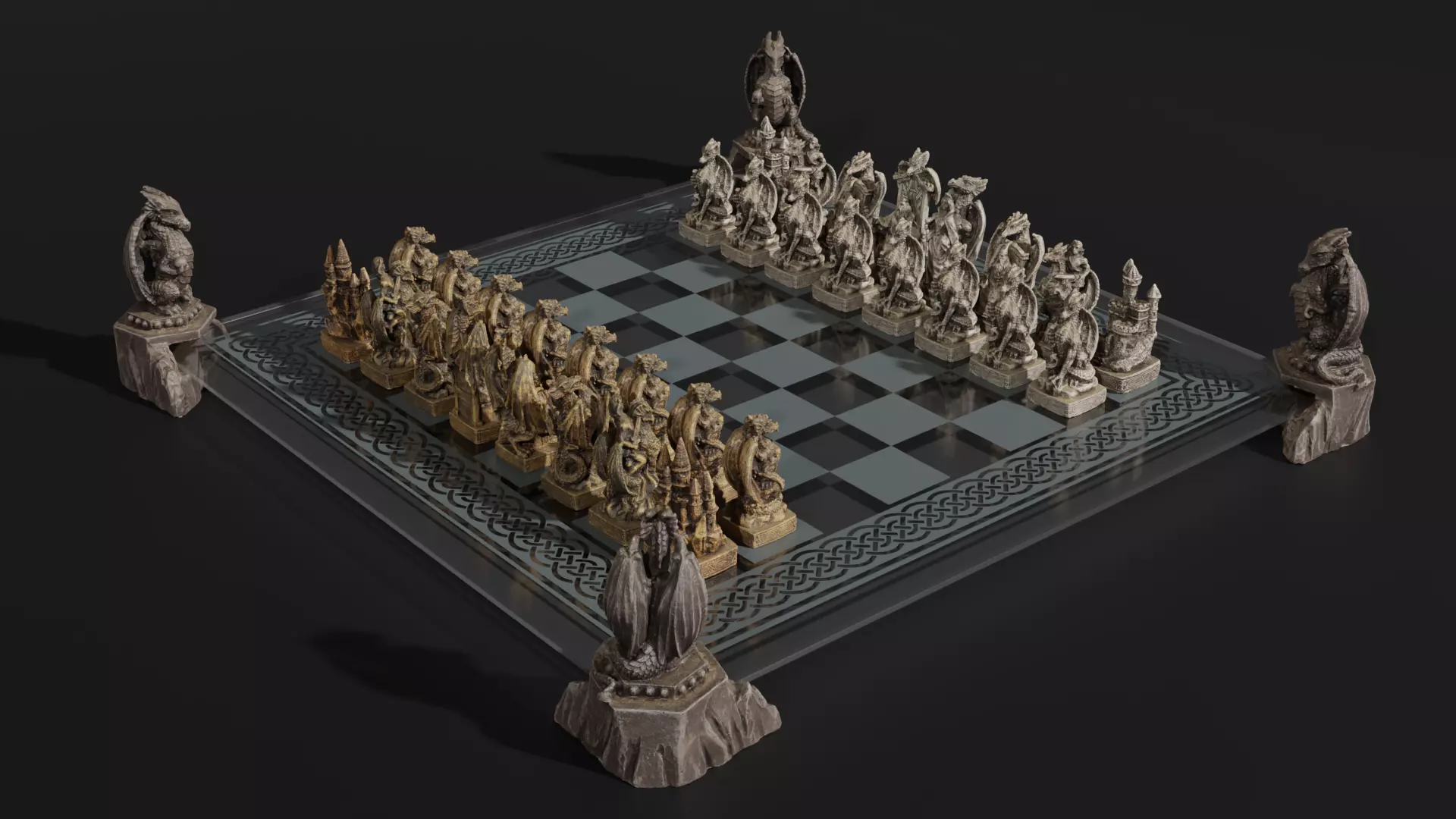 Dragon Chess Set 3D model_0