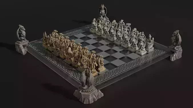 Dragon Chess Set 3D model