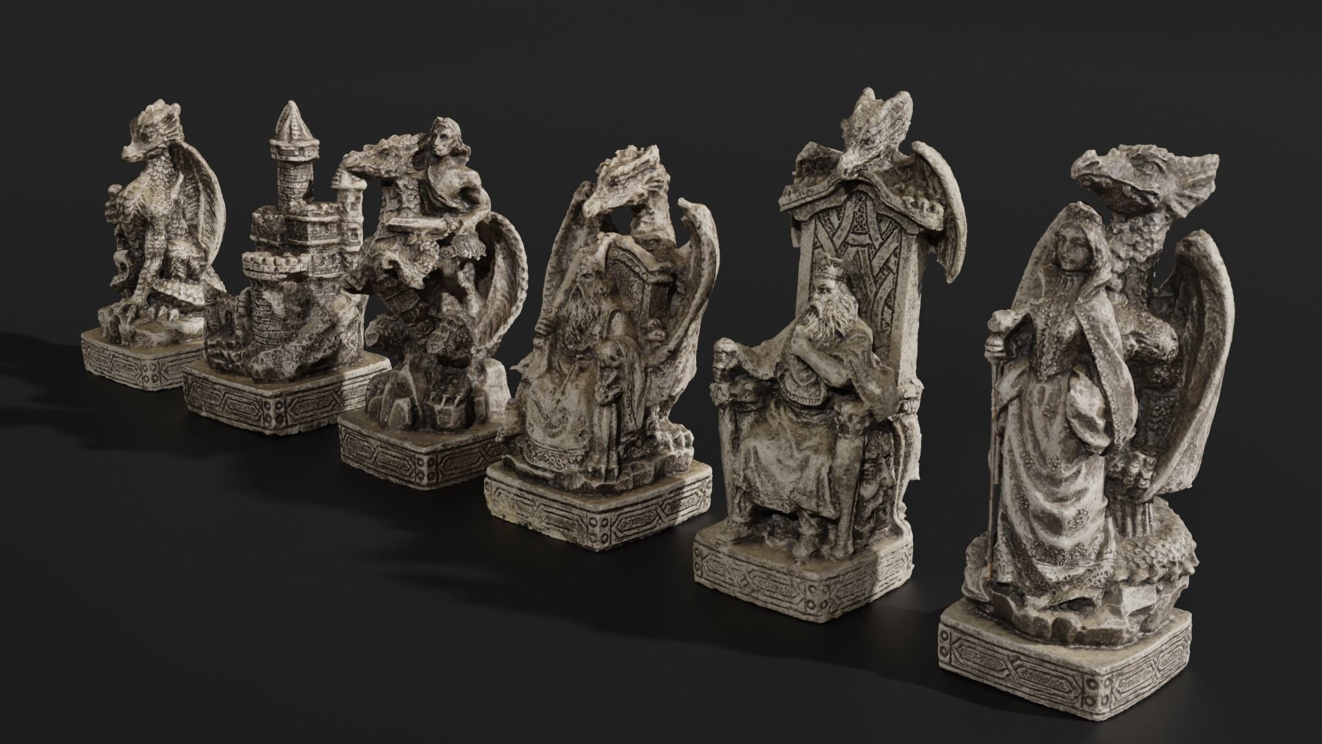 Dragon Chess Set 3D model_6