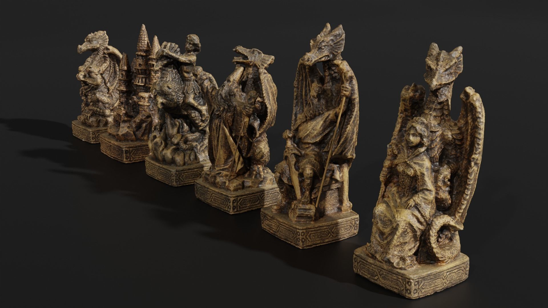 Dragon Chess Set 3D model_5