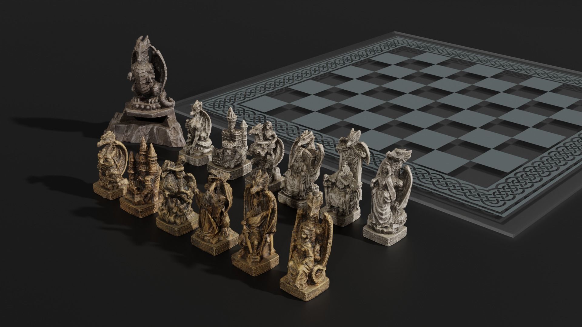 Dragon Chess Set 3D model_1