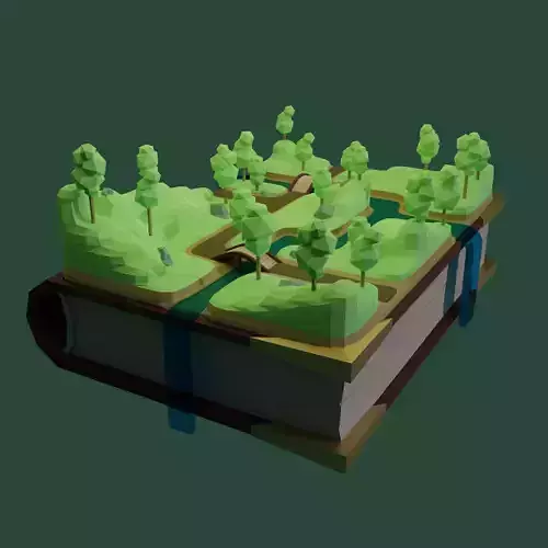 Low Poly book forest 3D model Free low-poly 3D model