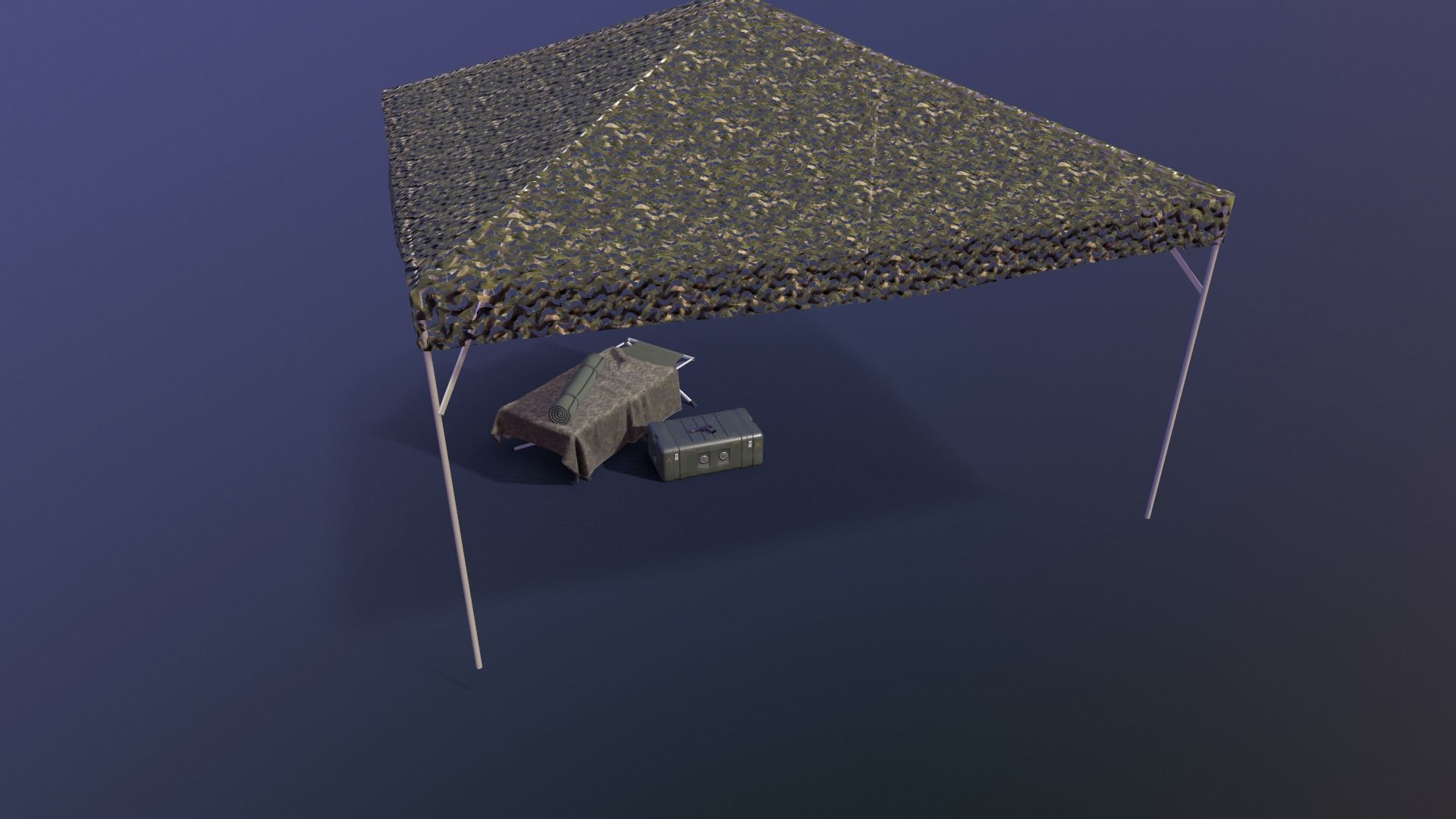 Military camp Low-poly 3D model_5