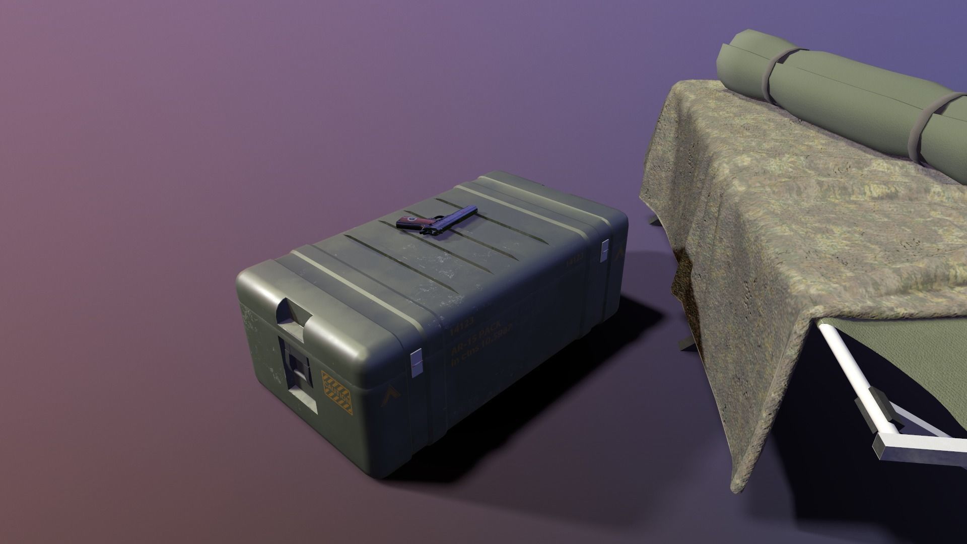 Military camp Low-poly 3D model_4