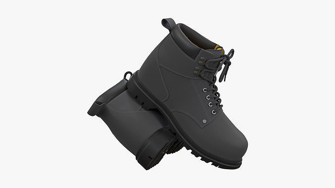 Steel Toe Work Boots Grey 3D model